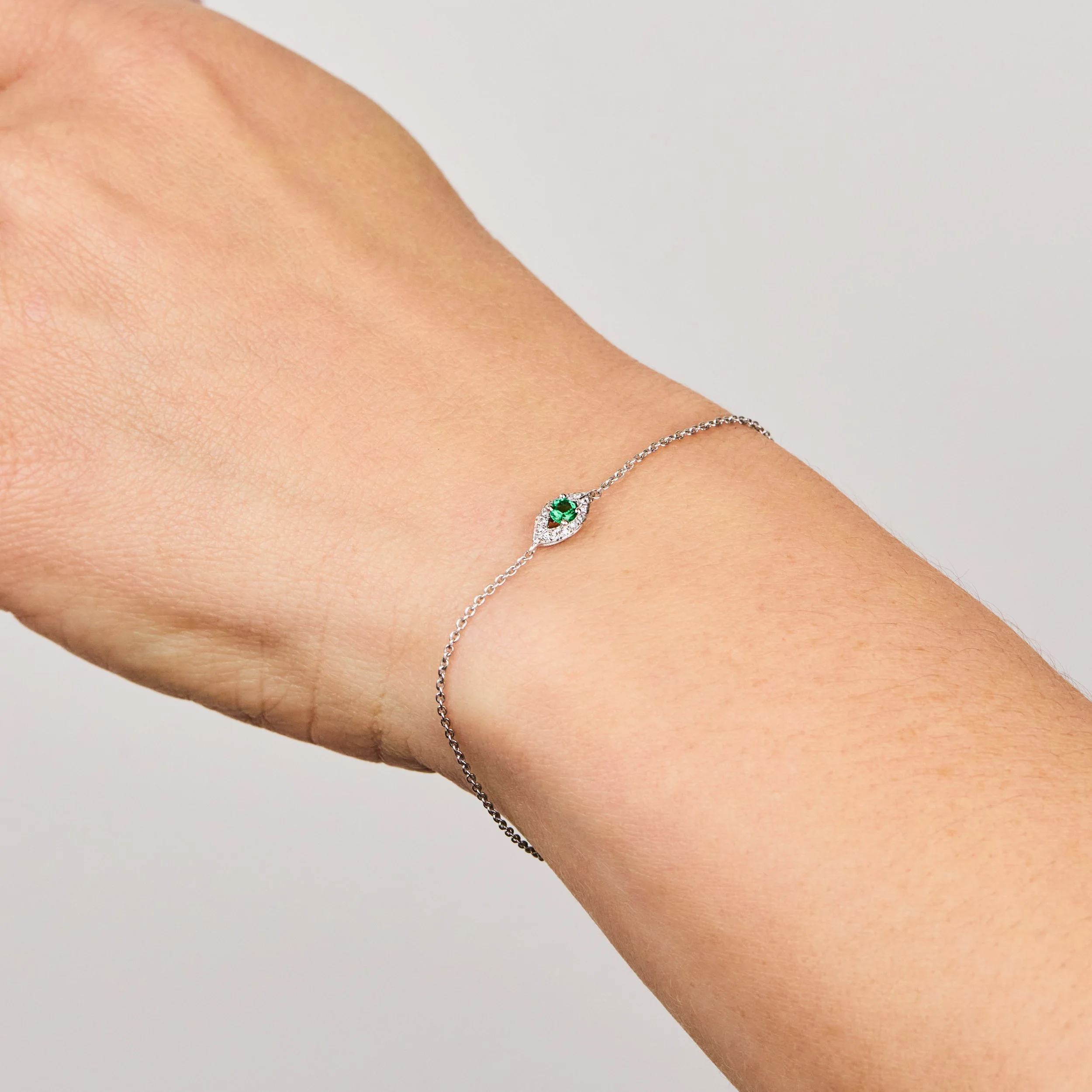 18ct White Gold Evil Eye Bracelet (