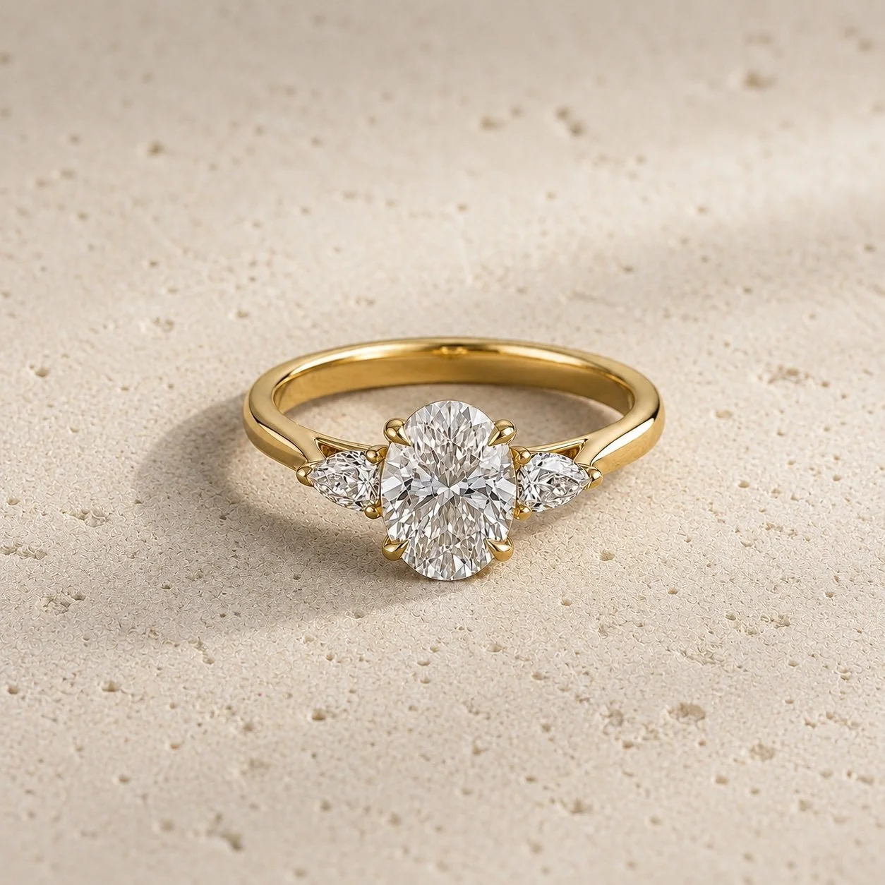 Gold Oval & Pear Diamond Trilogy