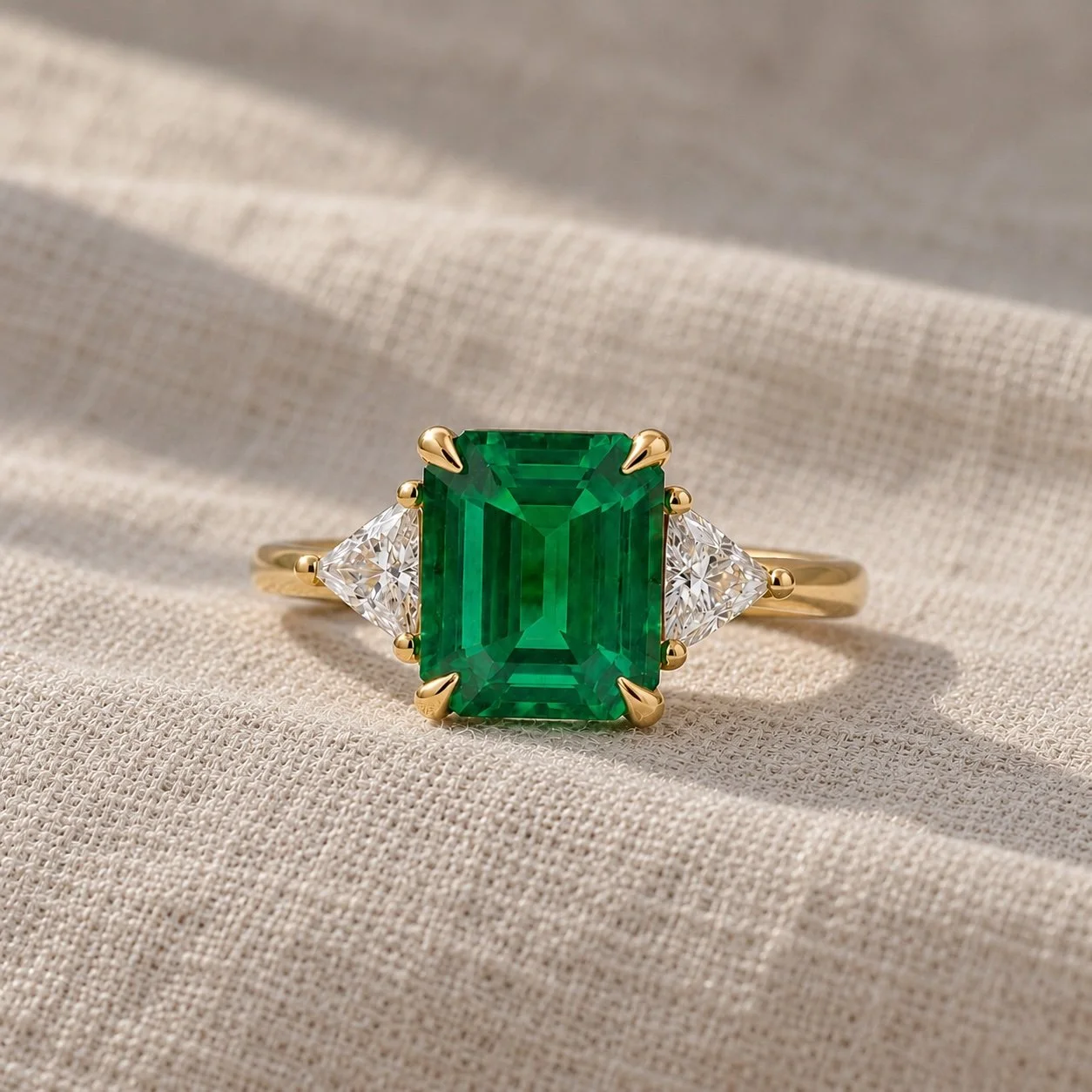 Emerald & Diamond Trilogy Ring