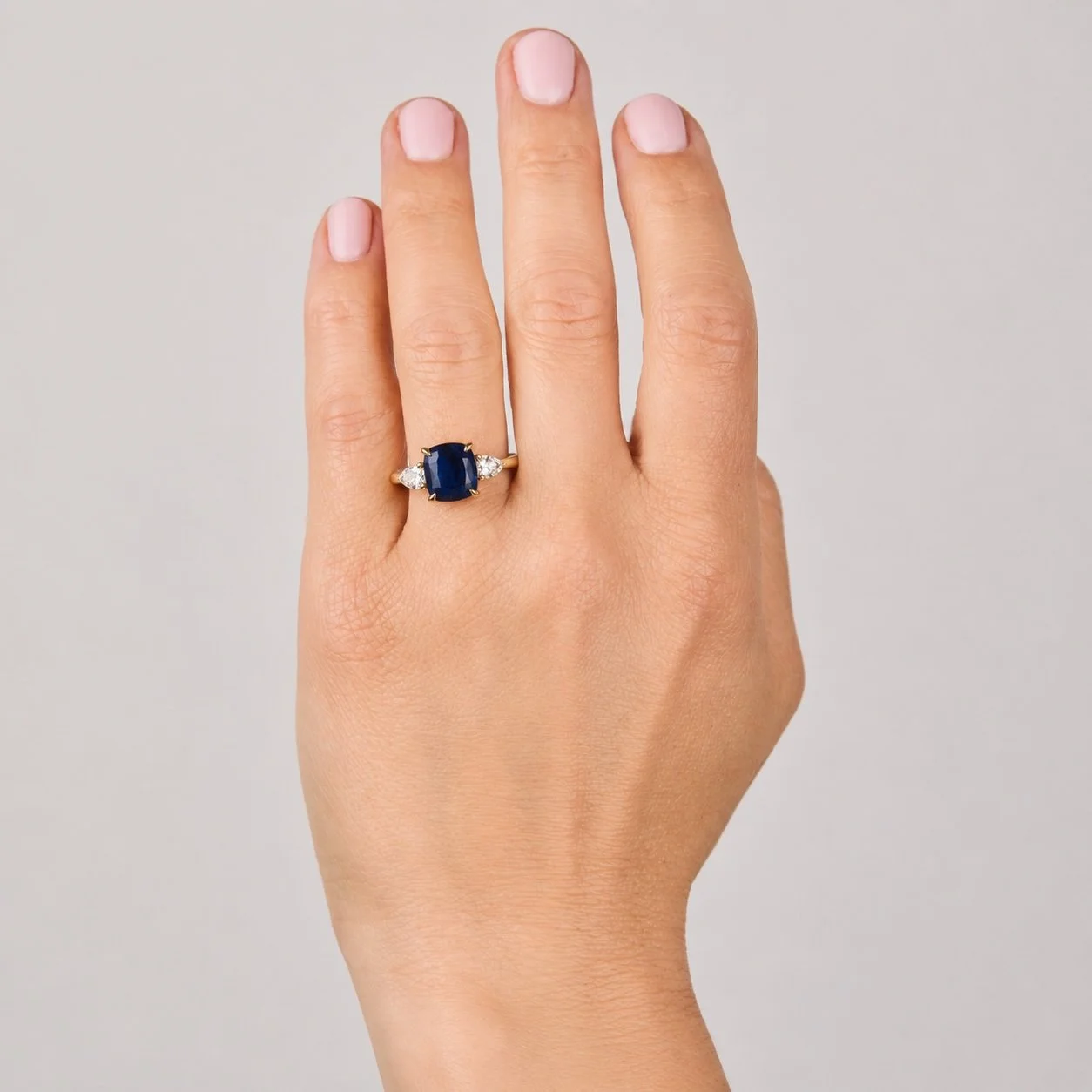 Sri Lankan Deep Blue Sapphire & Diamond Ring