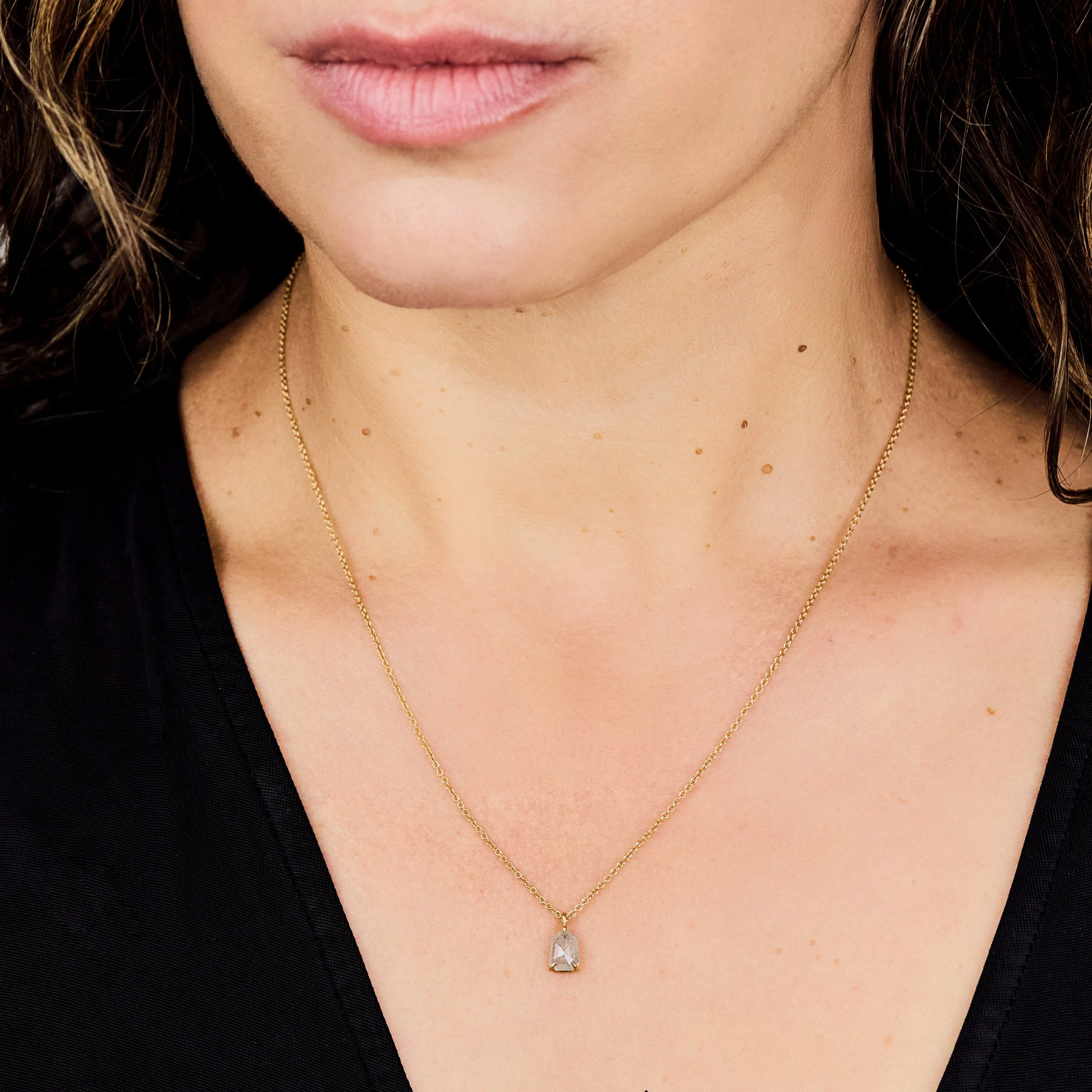 Gold Salt & Pepper Diamond Pendant
