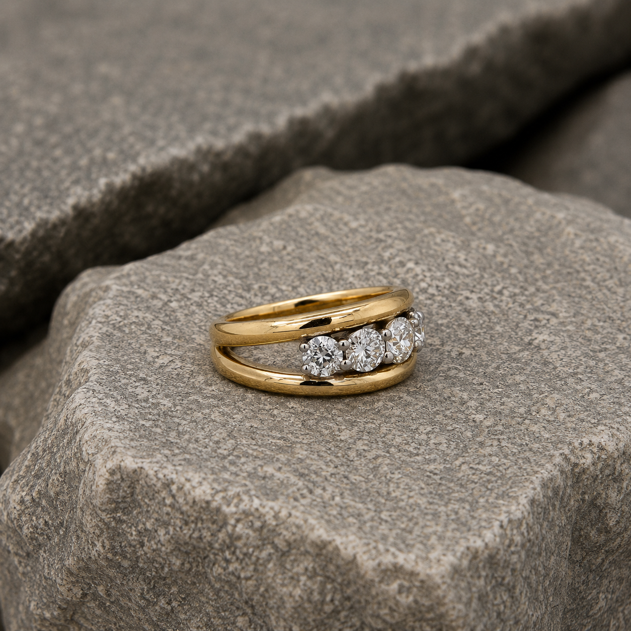 Bespoke Five Stone Diamond Ring | 18ct Gold & Platinum | Handcrafted in London