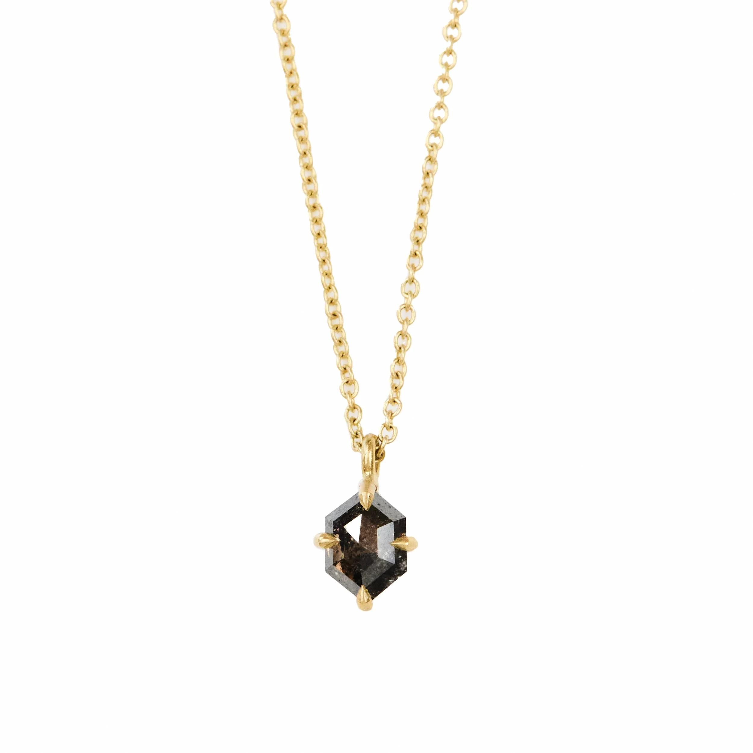 Black Diamond Gold Necklace - Various Stone Shapes