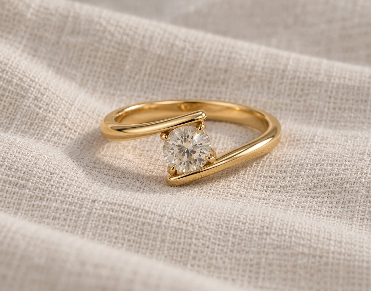 Crossover Diamond Engagement Ring