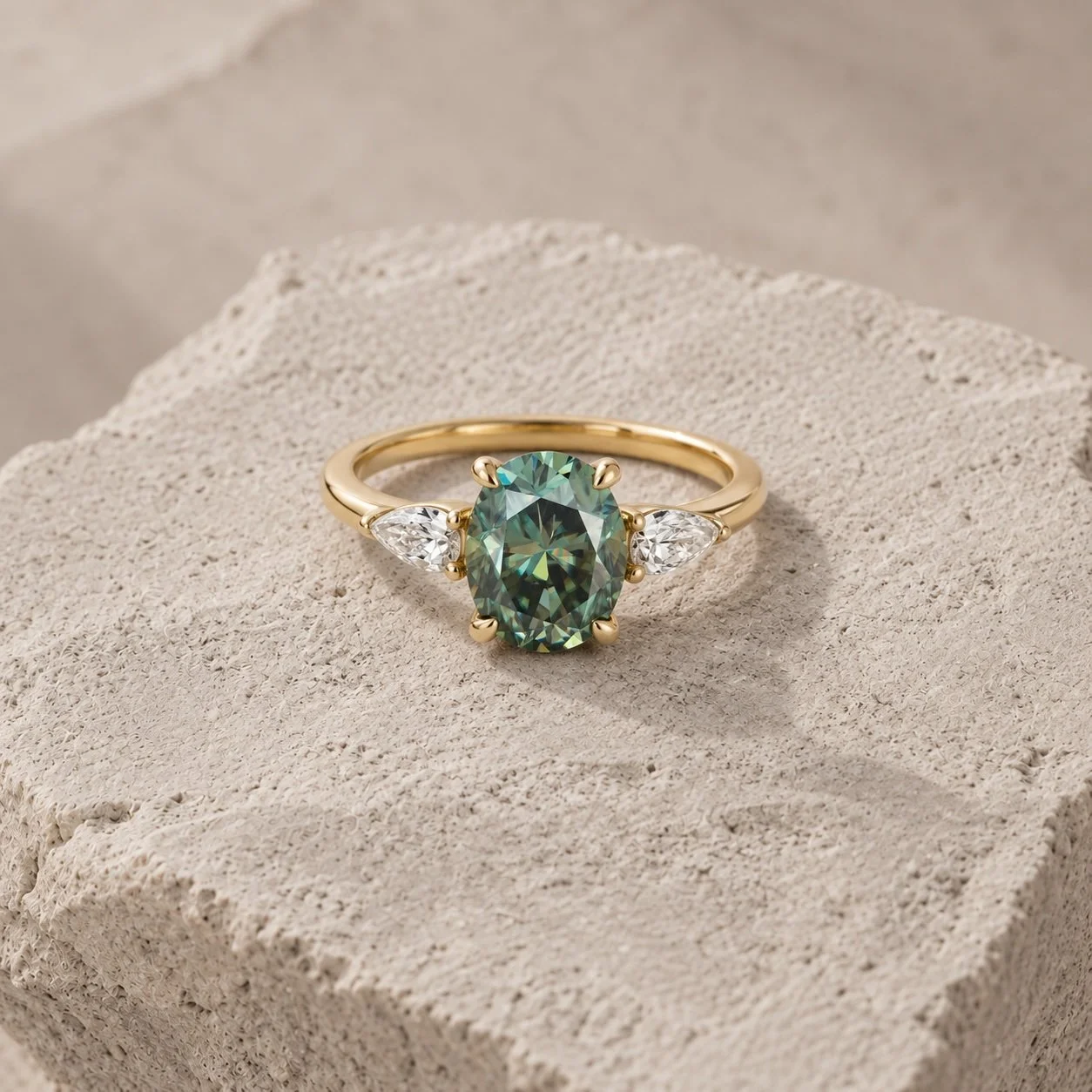 Turquoise Moissanite Ring