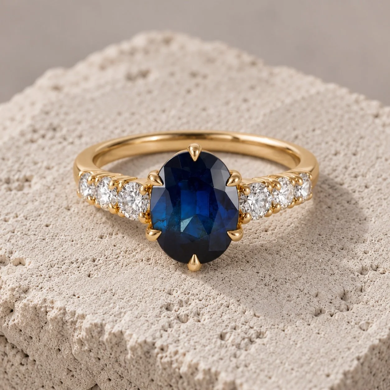 Sri Lankan Blue Sapphire & Diamond Ring