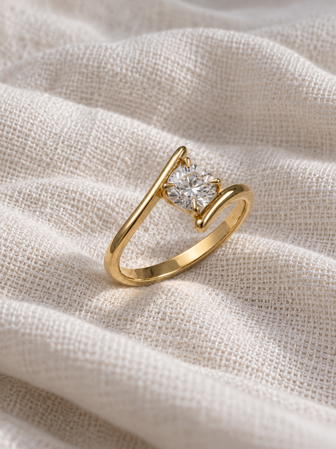 Crossover Diamond Engagement Ring