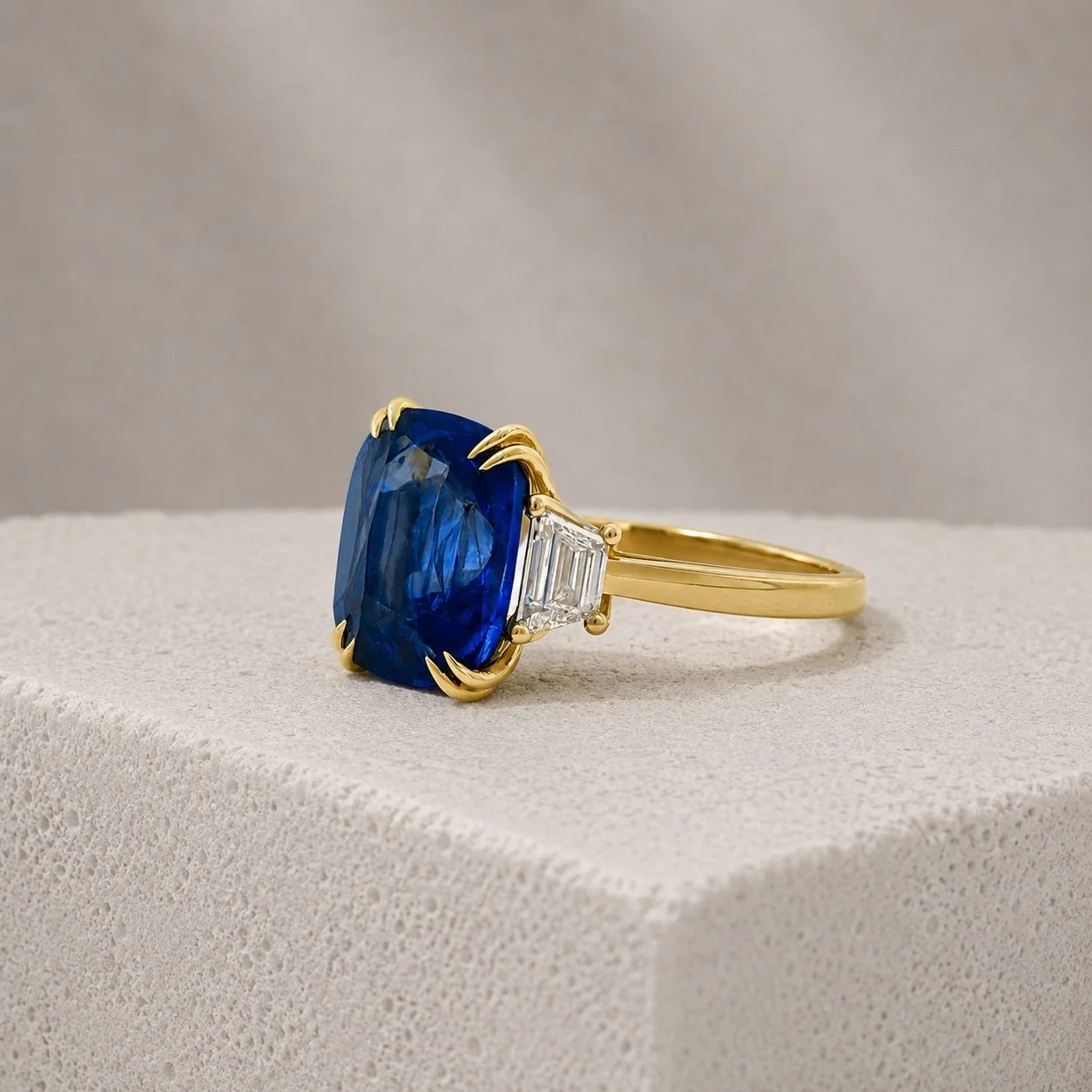 Bespoke 4 Carat Elongated Cushion-Cut Sapphire Engagement Ring – Handmade in Hatton Garden