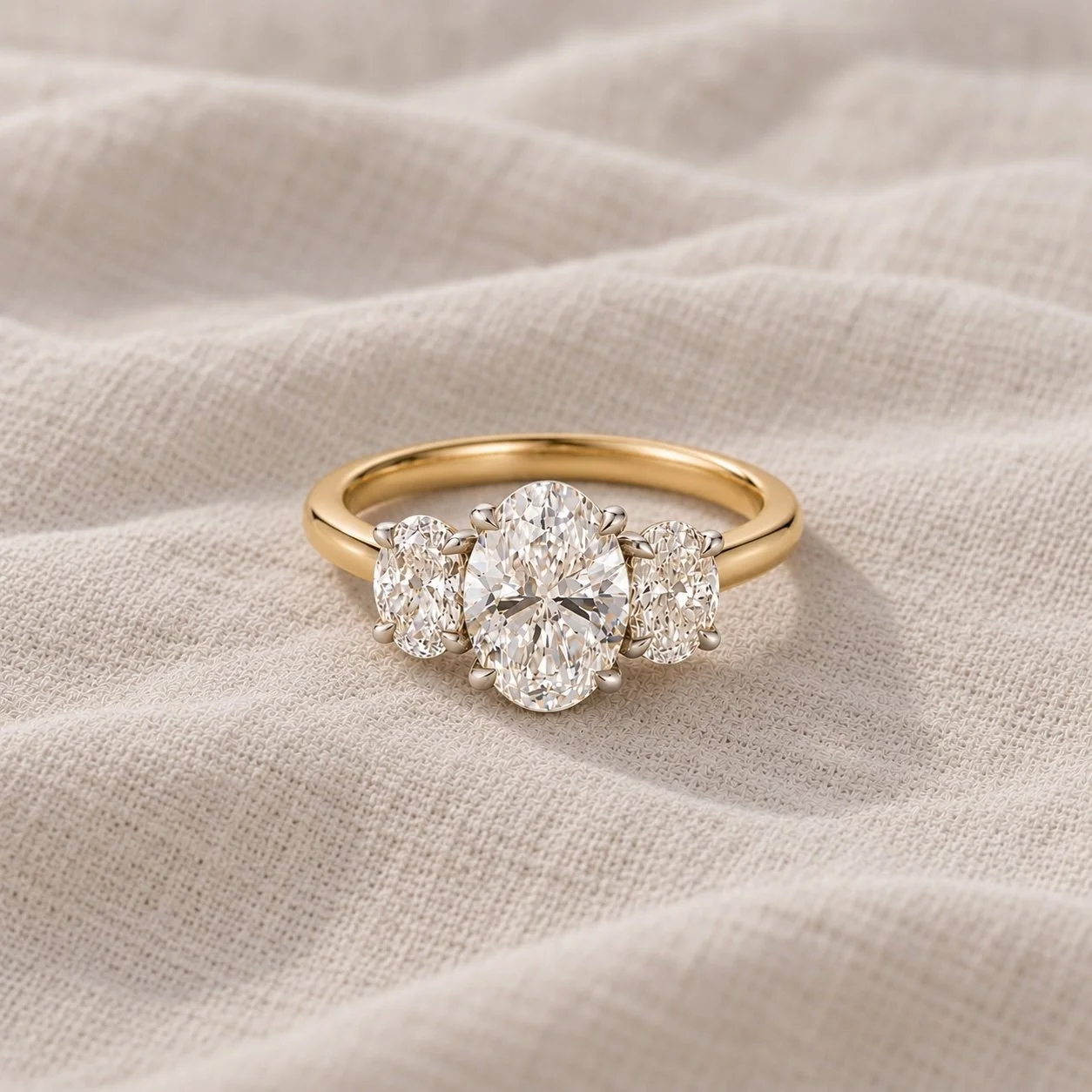Bespoke Oval Diamond Trilogy Ring