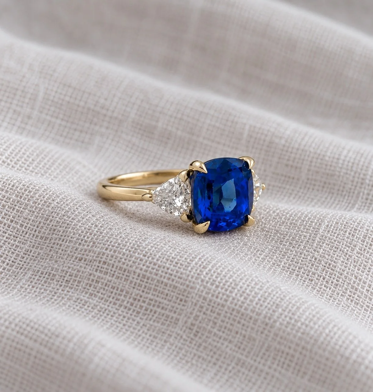 Bespoke 3ct Sri Lankan Sapphire & Diamond Ring | Handmade in London