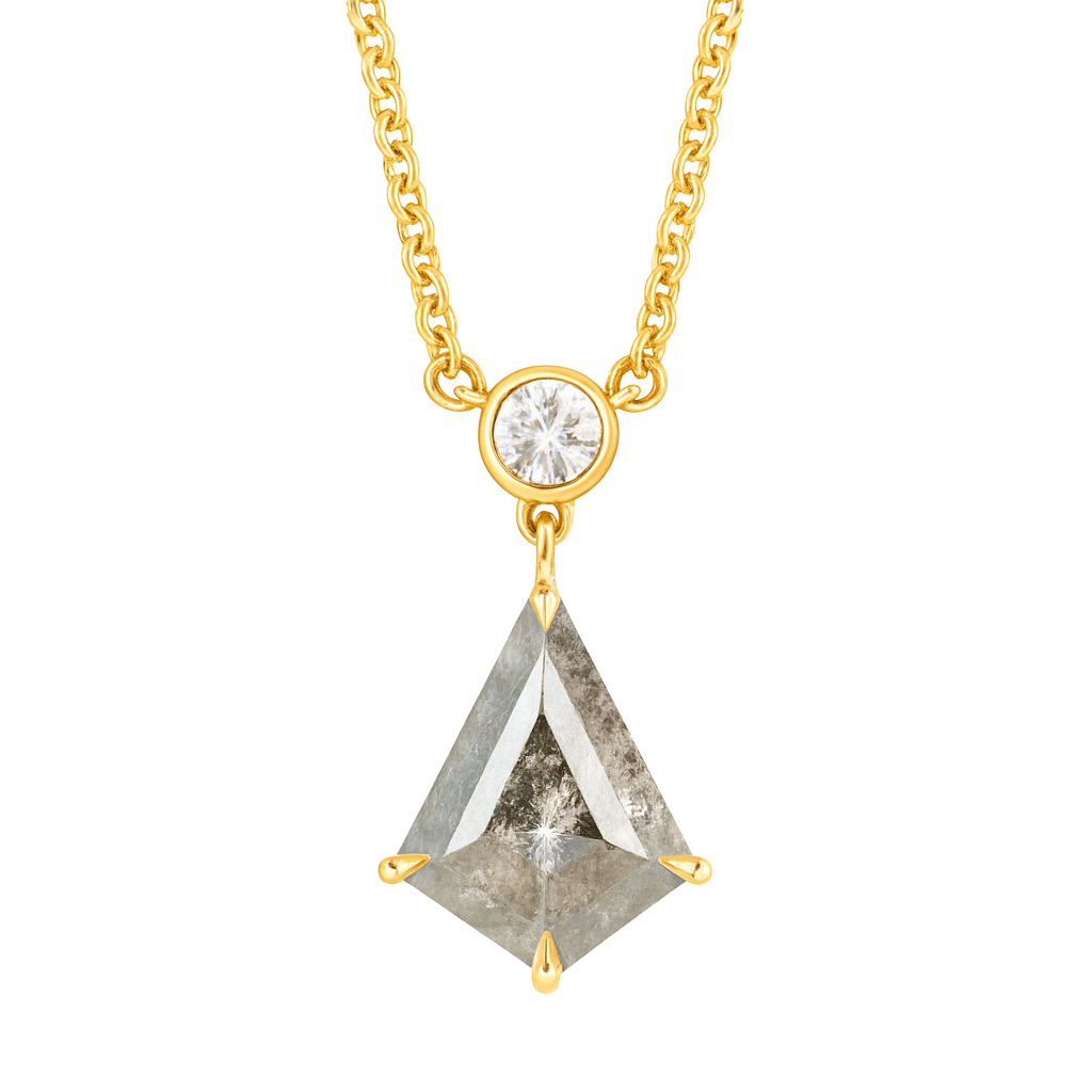 Kite-Shaped Salt & Pepper Diamond Necklace