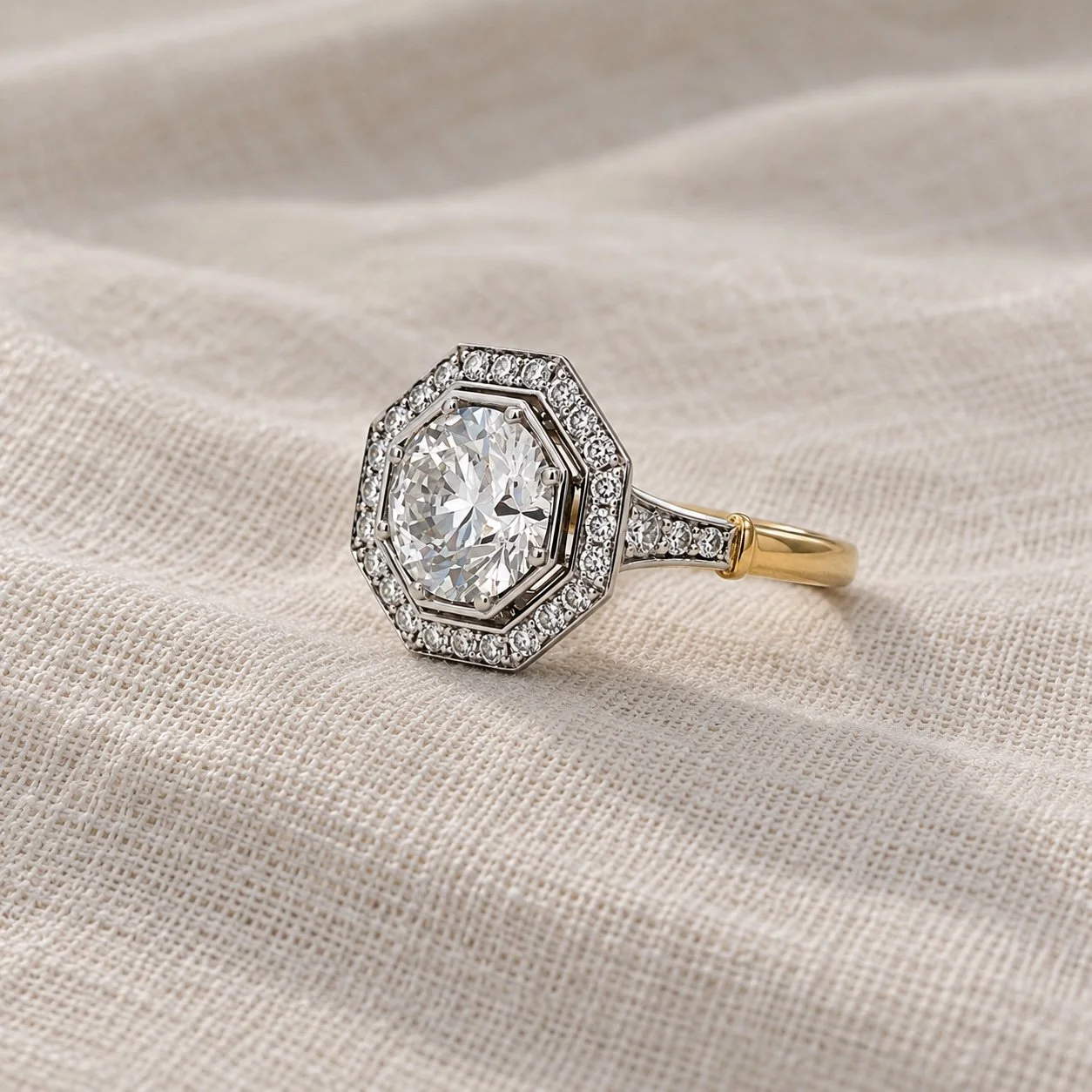 Bespoke Platinum Art Deco 1930s Inspired Diamond Target Ring – Handmade DG Bespoke