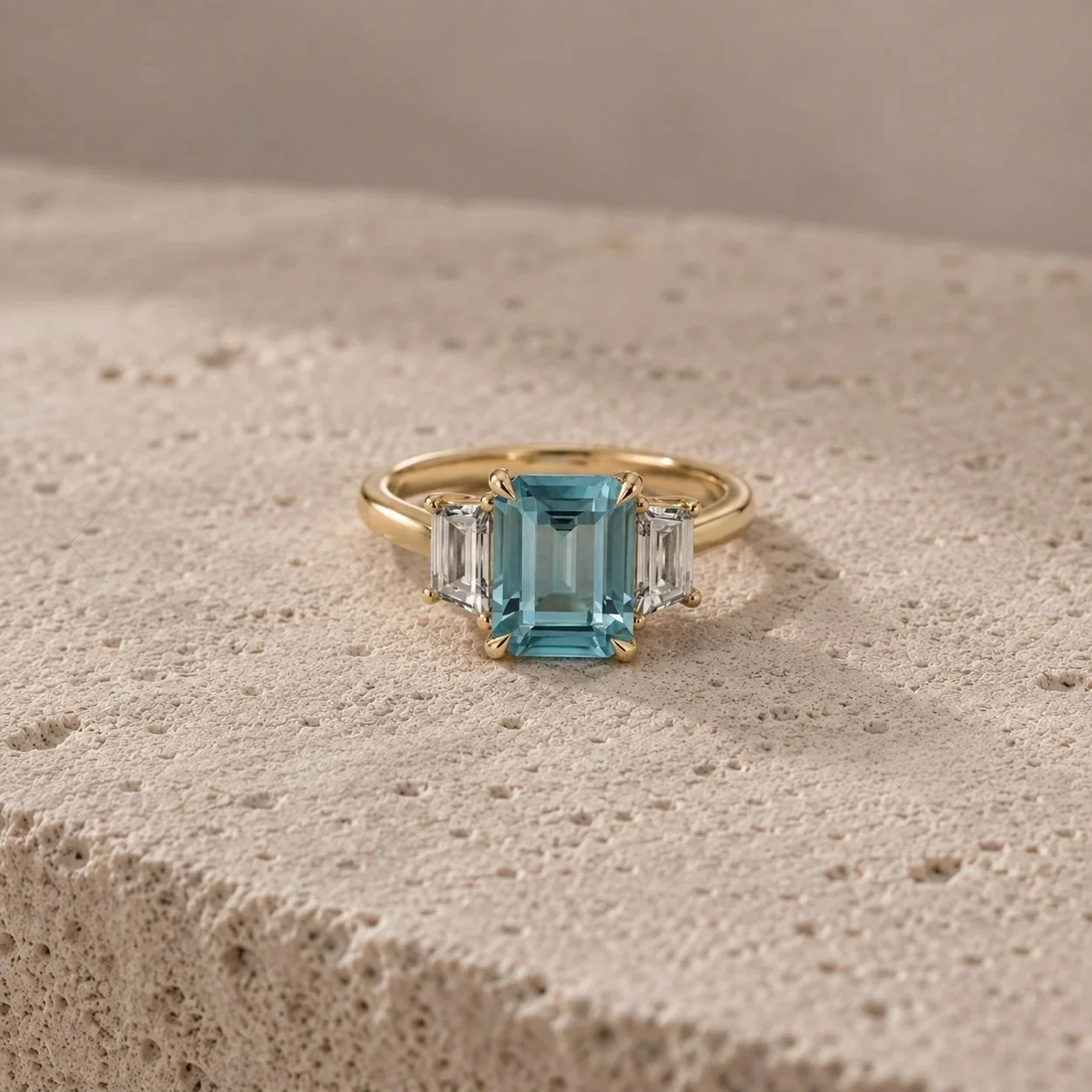 Aquamarine & Diamond Engagement Ring