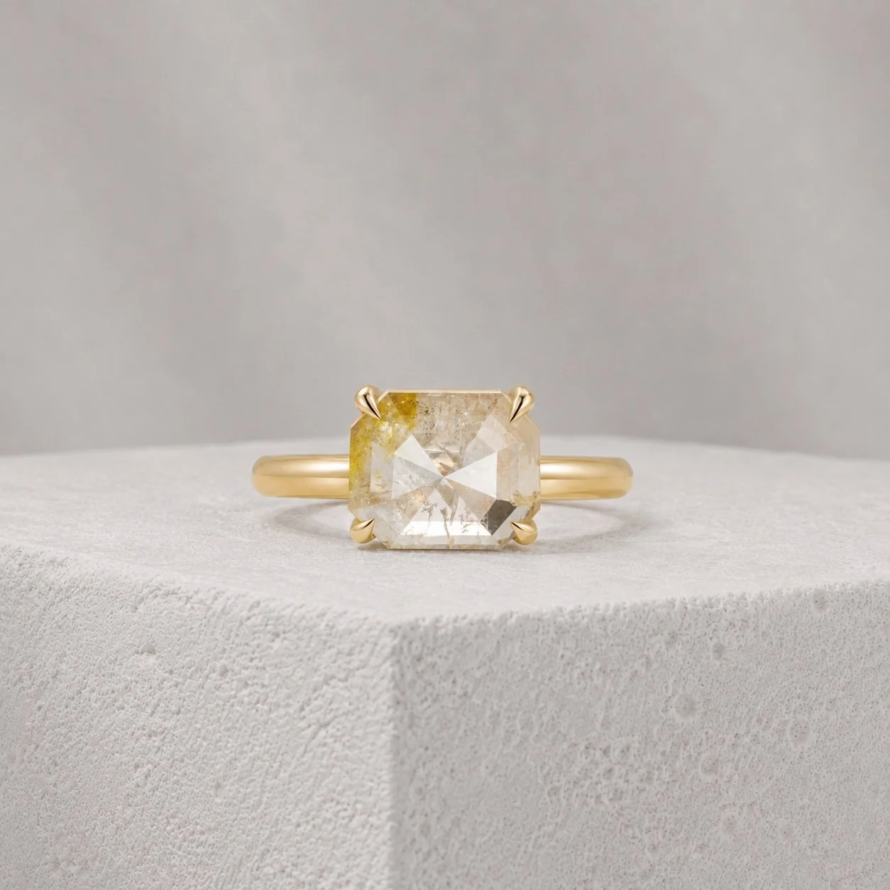 East-to-West Yellow Diamond Ring