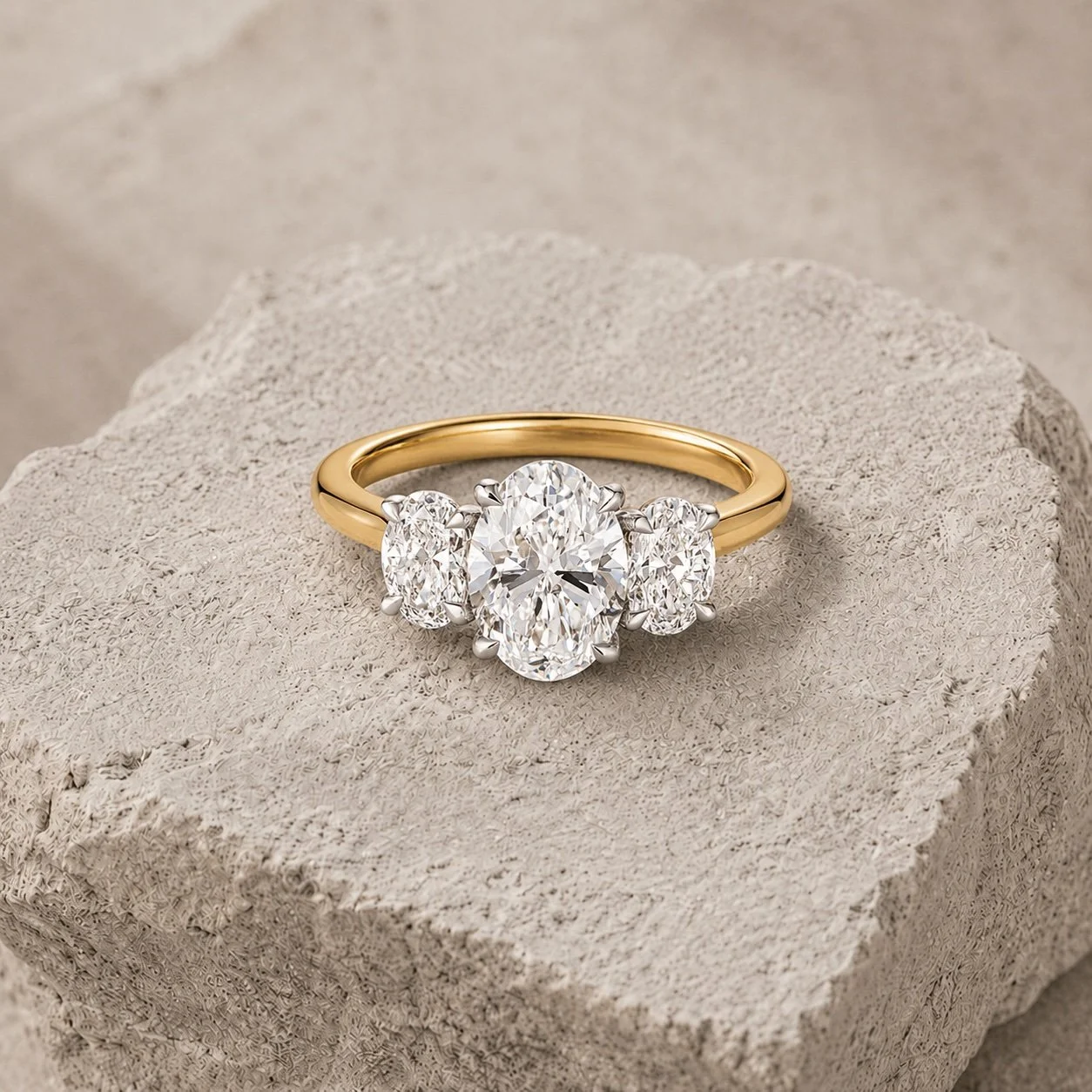 Bespoke Oval Diamond Trilogy Ring