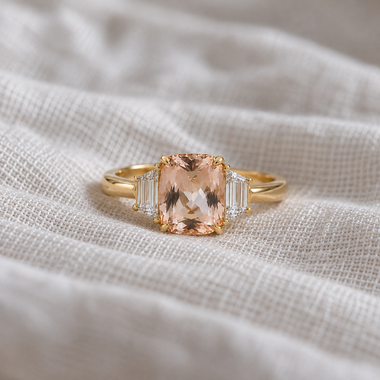 Pink Sapphire and Diamond  Engaement Ring - bespoke handmade by DG Bespoke Jewellery in London
