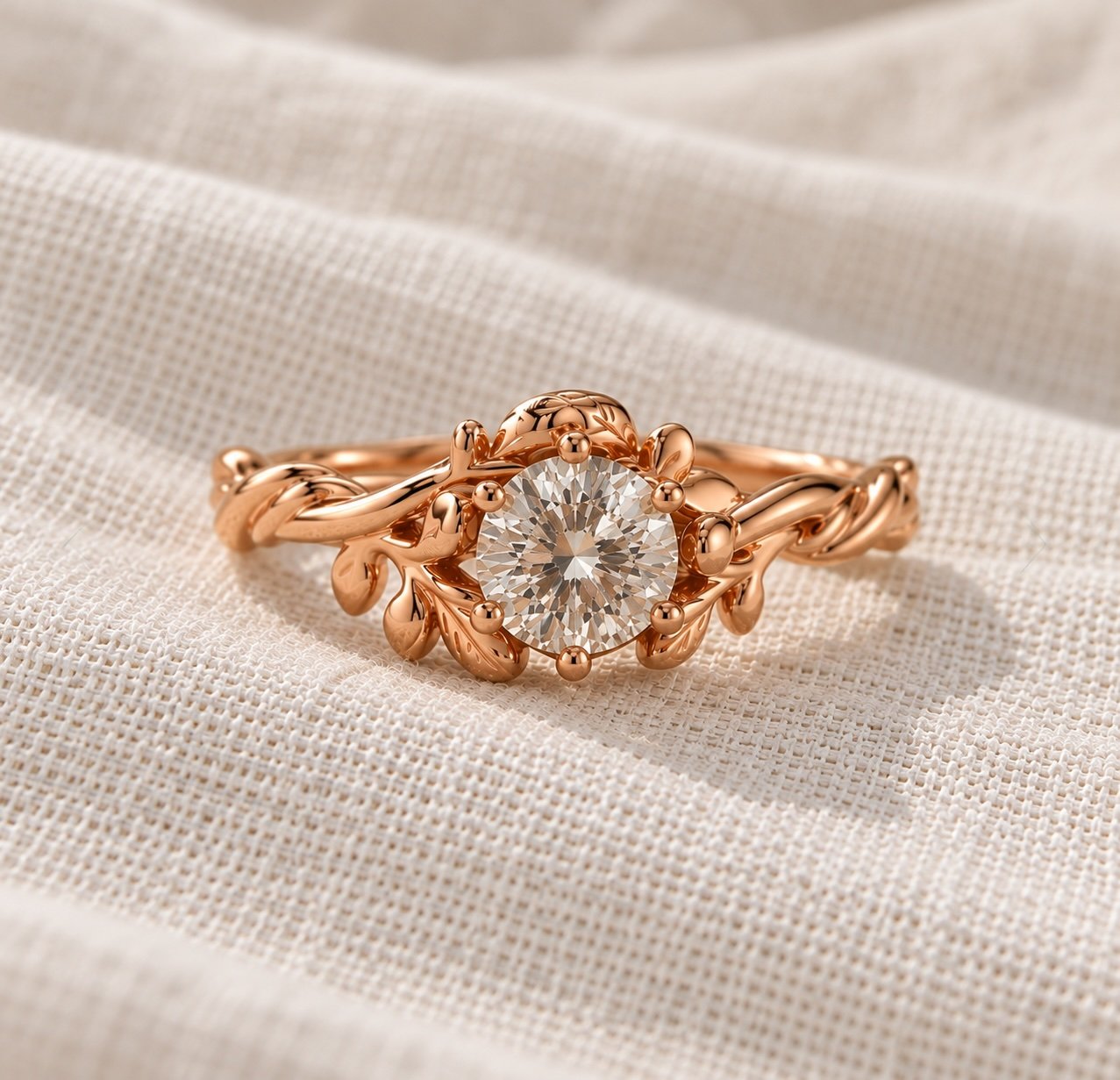 Rose Gold Floral Diamond Ring