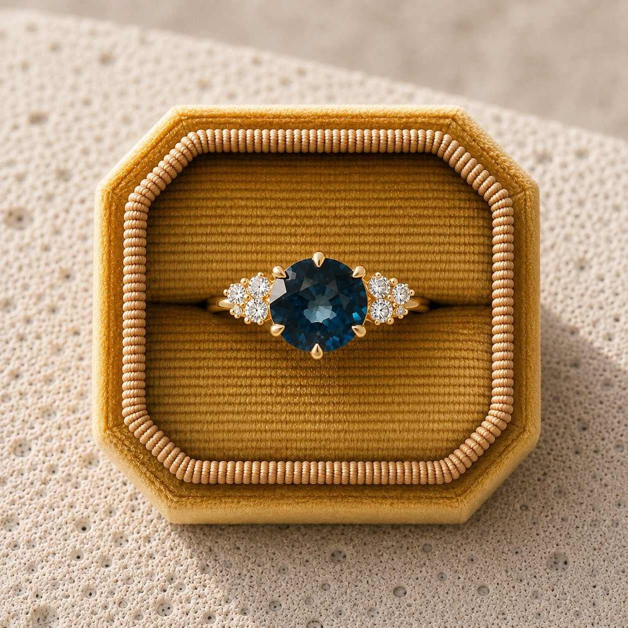 Gold Teal Sapphire Ring
