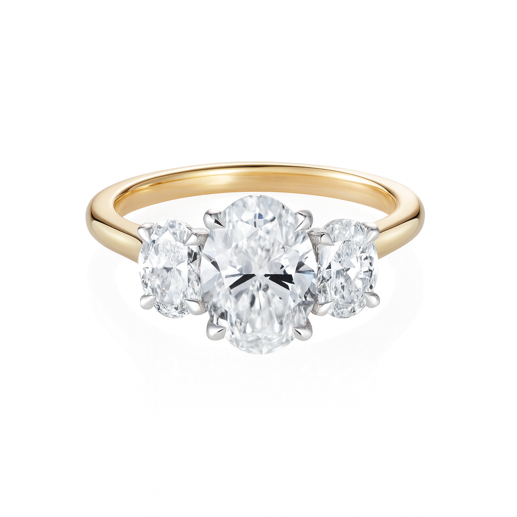 Bespoke Oval Diamond Trilogy Ring