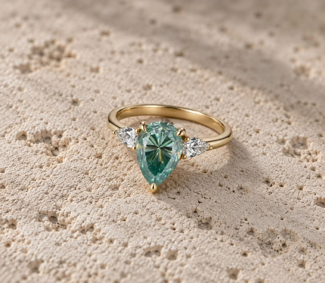 Turquoise Moissanite Ring