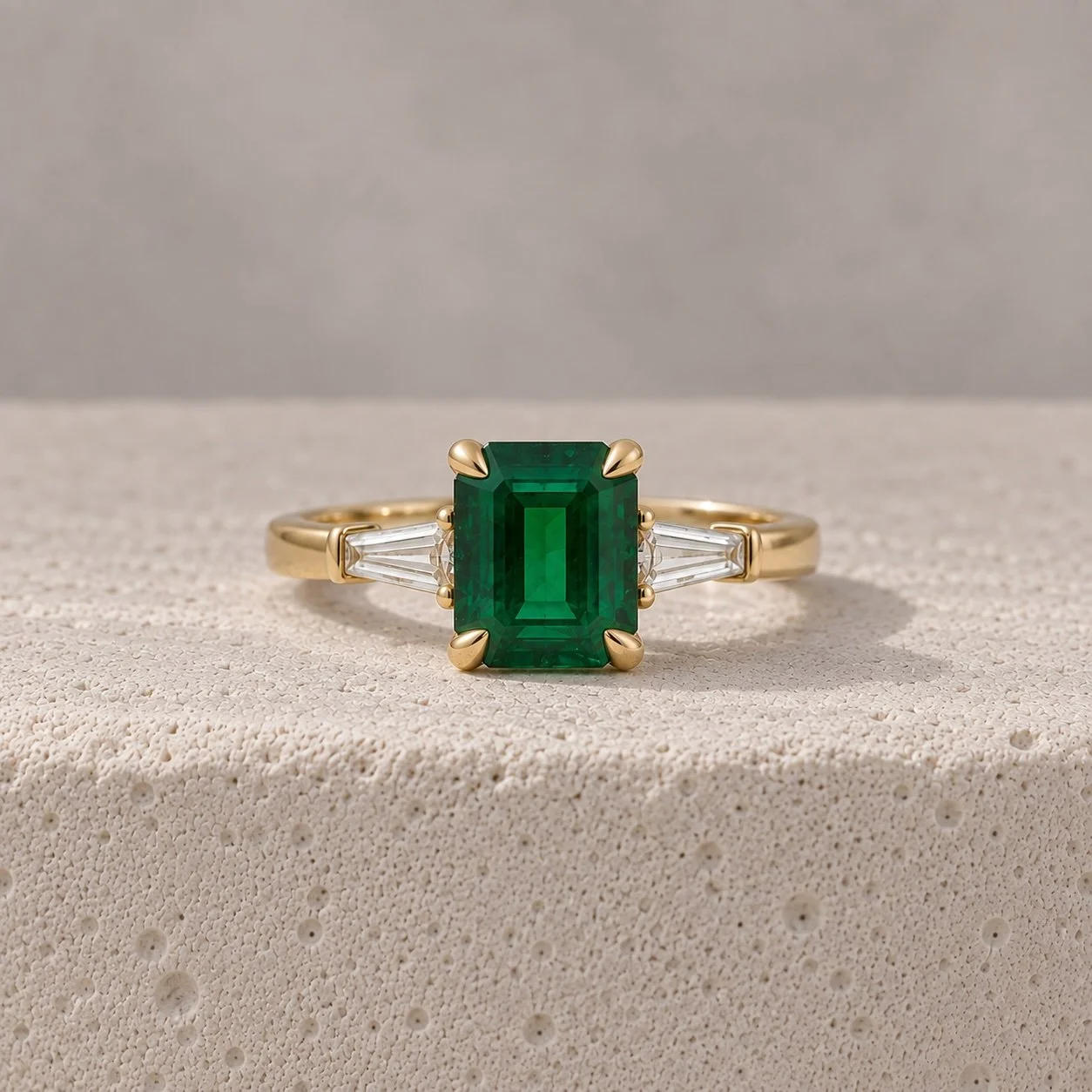 18ct Yellow Gold Colombian Emerald & Diamond Ring