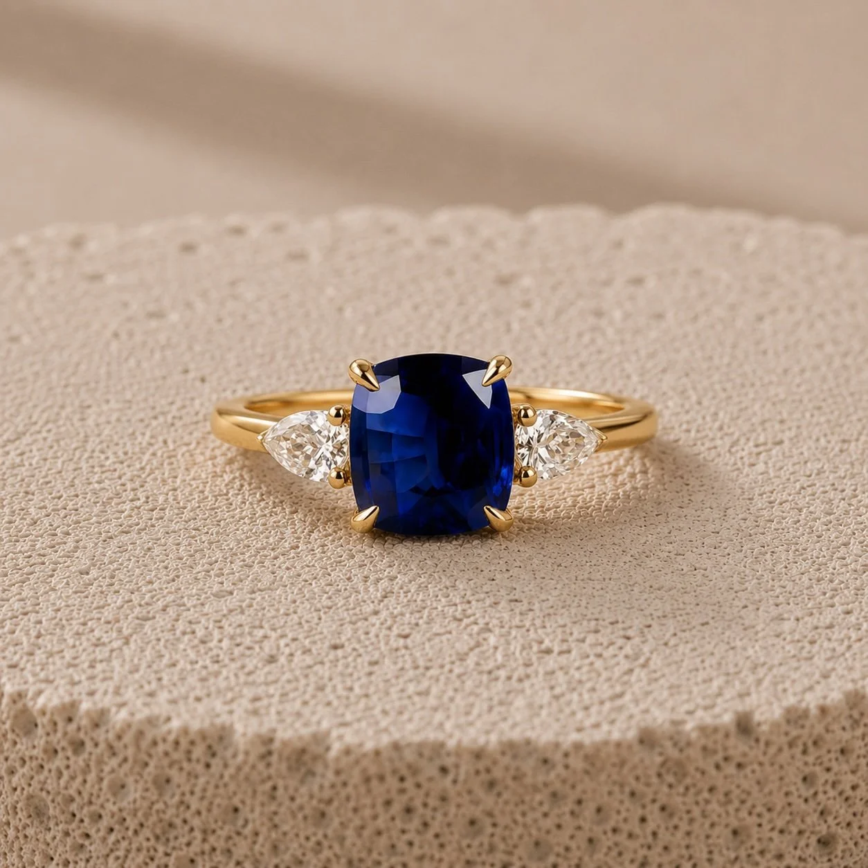 Bespoke 18ct gold 3 Carat Sri Lankan Sapphire Engagement Ring – Handmade in Hatton Garden
