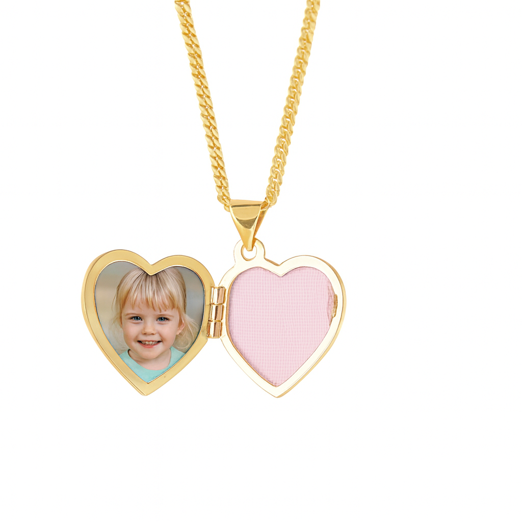 Diamond Heart Locket Gold Necklace Open