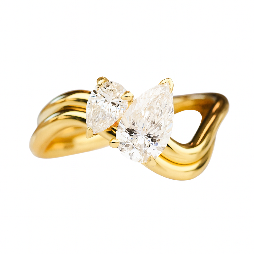 Diamond Twist Engagement Ring - 'Moi et Toi'
