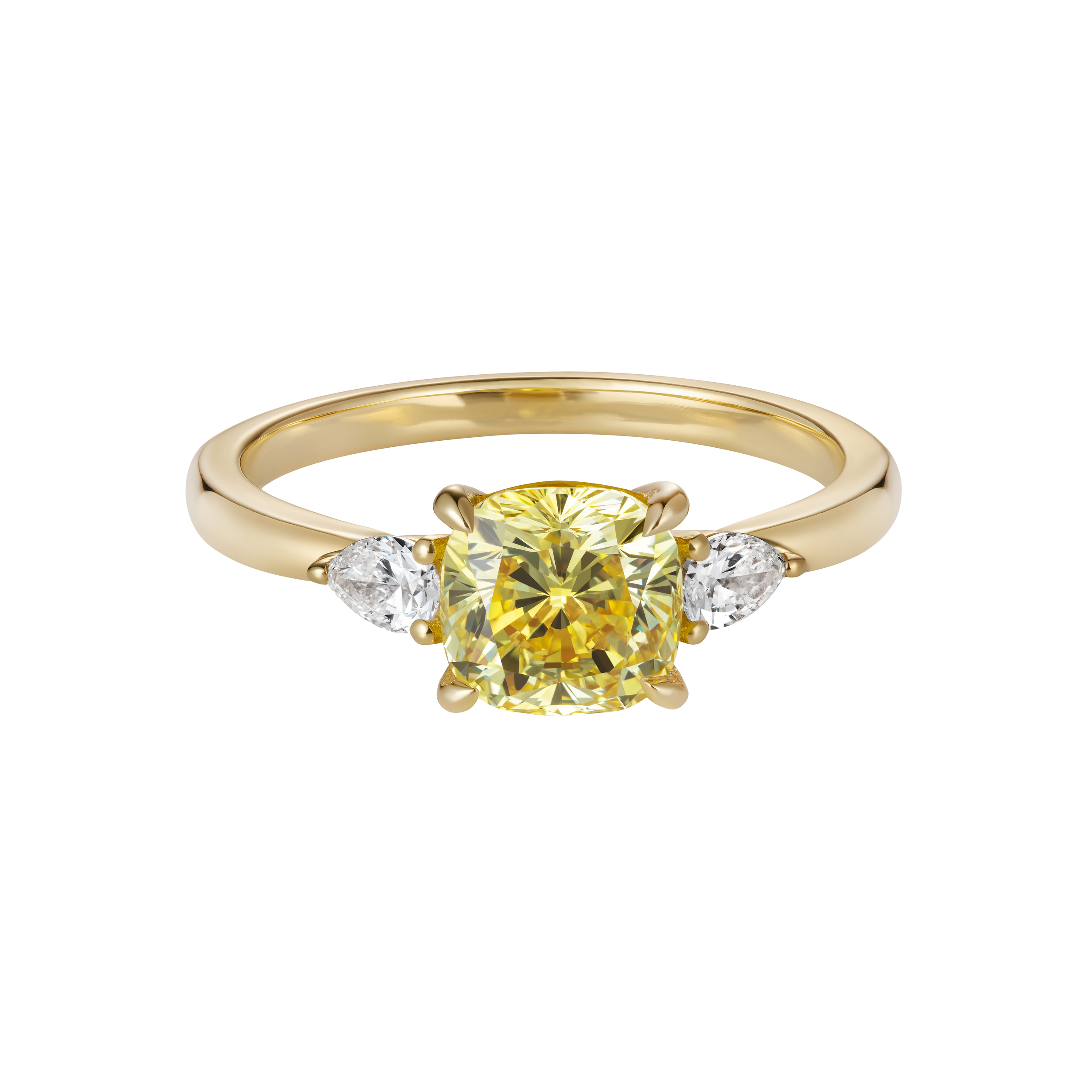 Cushion Cut Yellow Diamond Ring