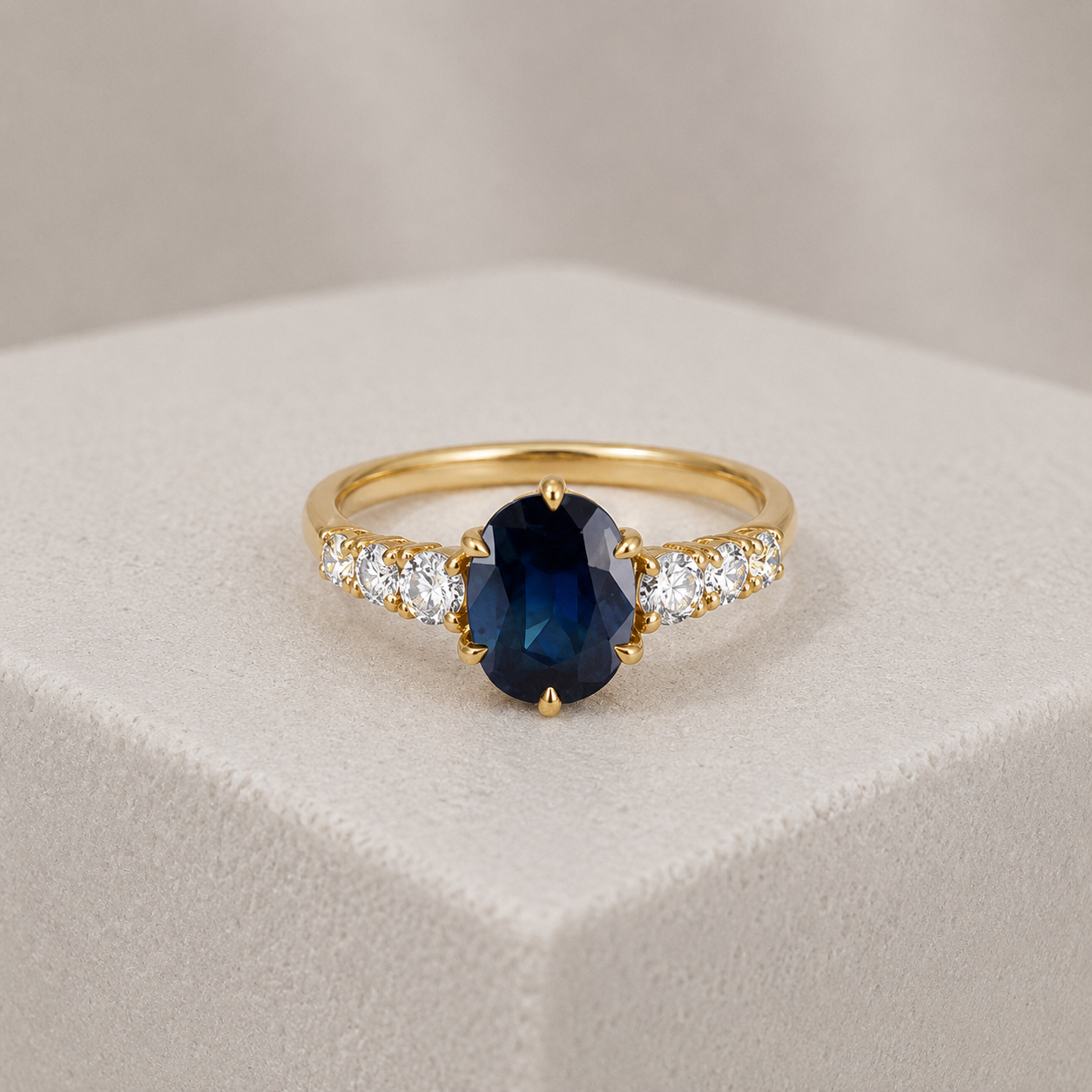 Sri Lankan Blue Sapphire & Diamond Ring