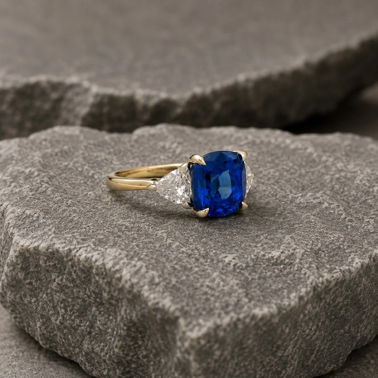 Bespoke 3ct Sri Lankan Sapphire & Diamond Ring | Handmade in London