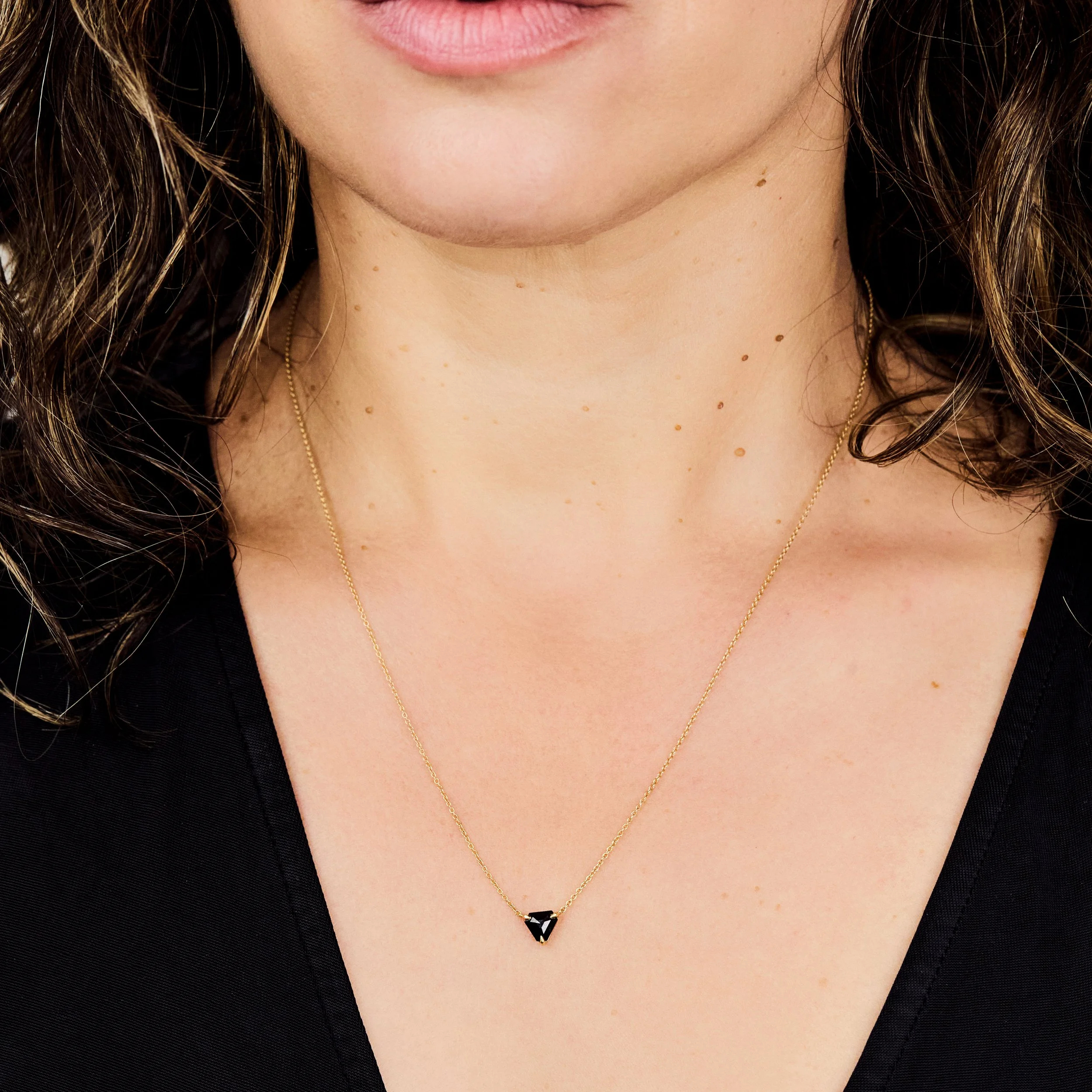 Black Diamond Gold Necklace - Various Stone Shapes