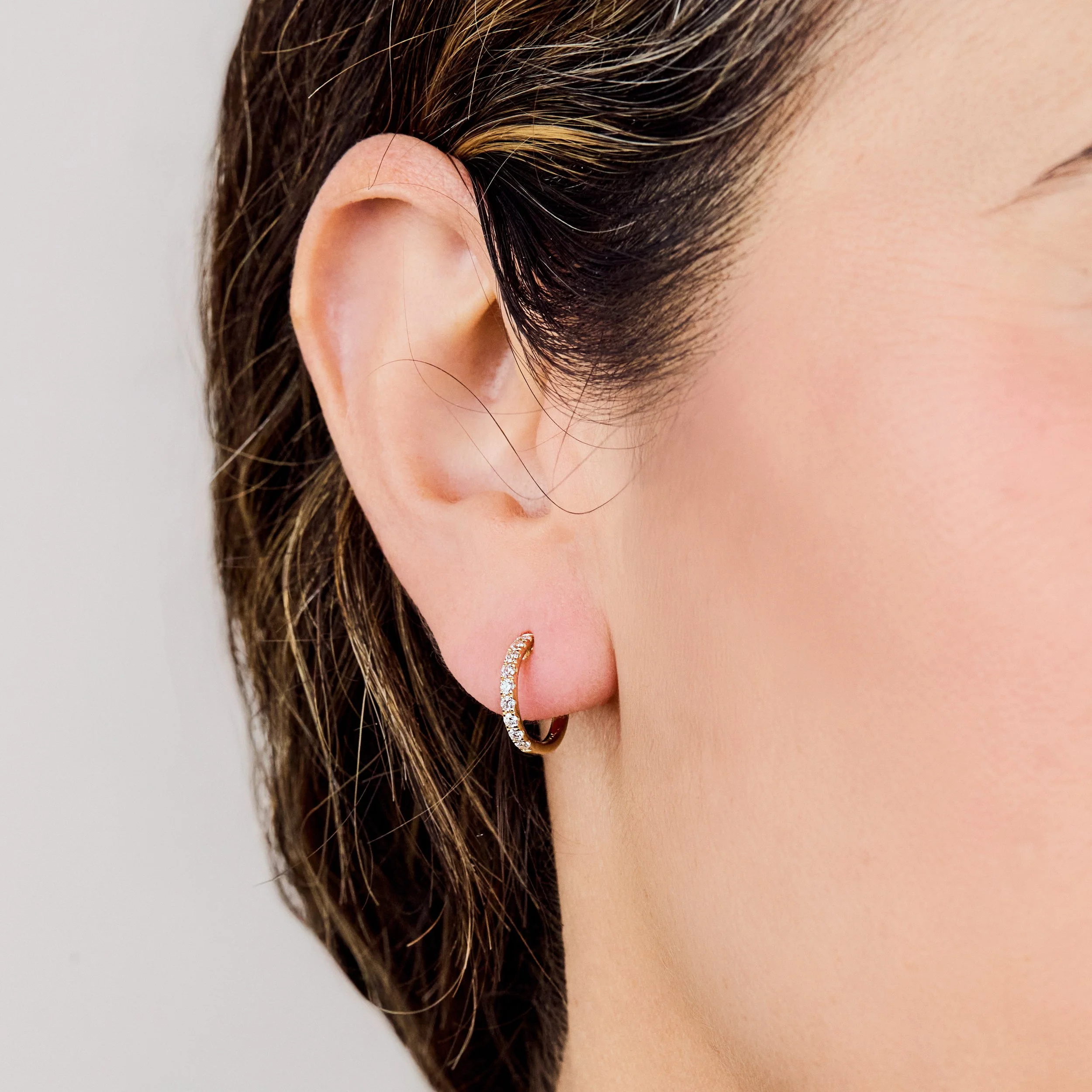 Gold Hoops with Diamonds - Small