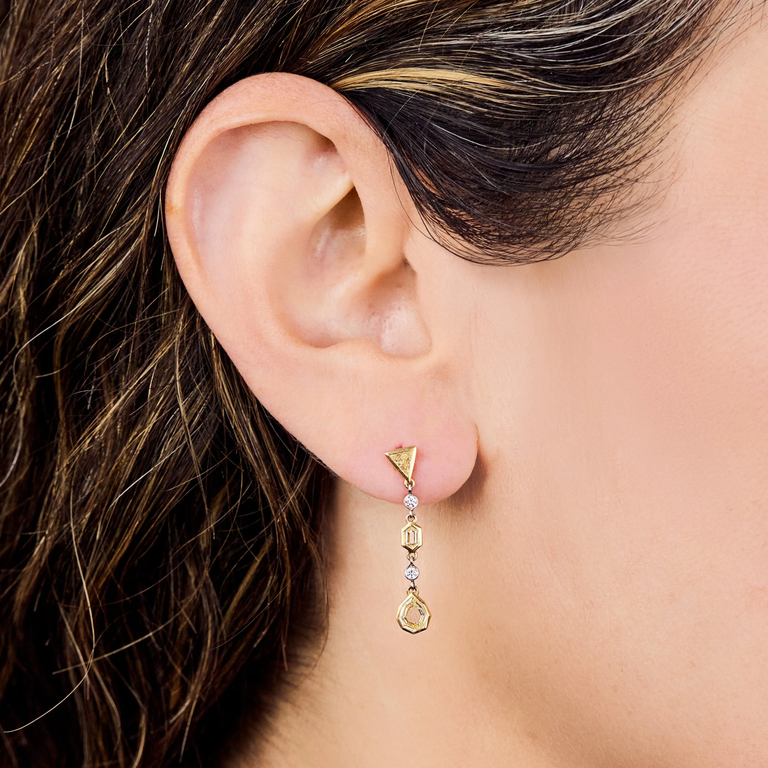 Fancy Yellow & White Diamond Earrings