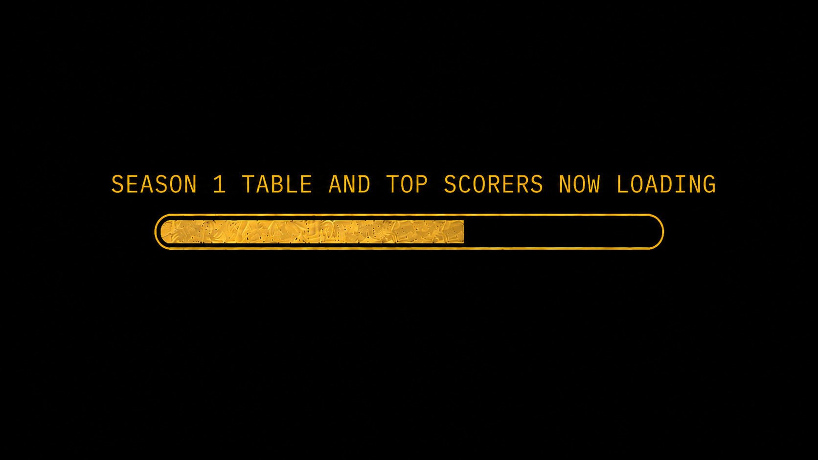 Loading screen with yellow progress bar and text indicating season 1 top scorers and table loading