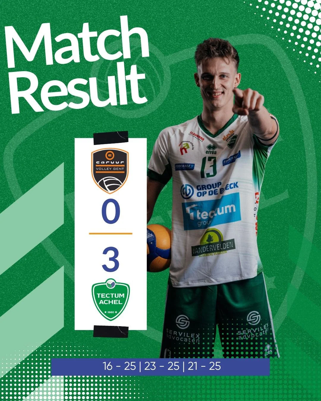 We winnen opnieuw zonder setverlies &amp; bekeren verder! 🏆 Afspraak op woensdag 5 november in De Koekoek

Mario werd verkozen tot Star Of The Game, hij verdeelde fantastisch en zette onze aanvallers in een comfortabele positie! 🌟