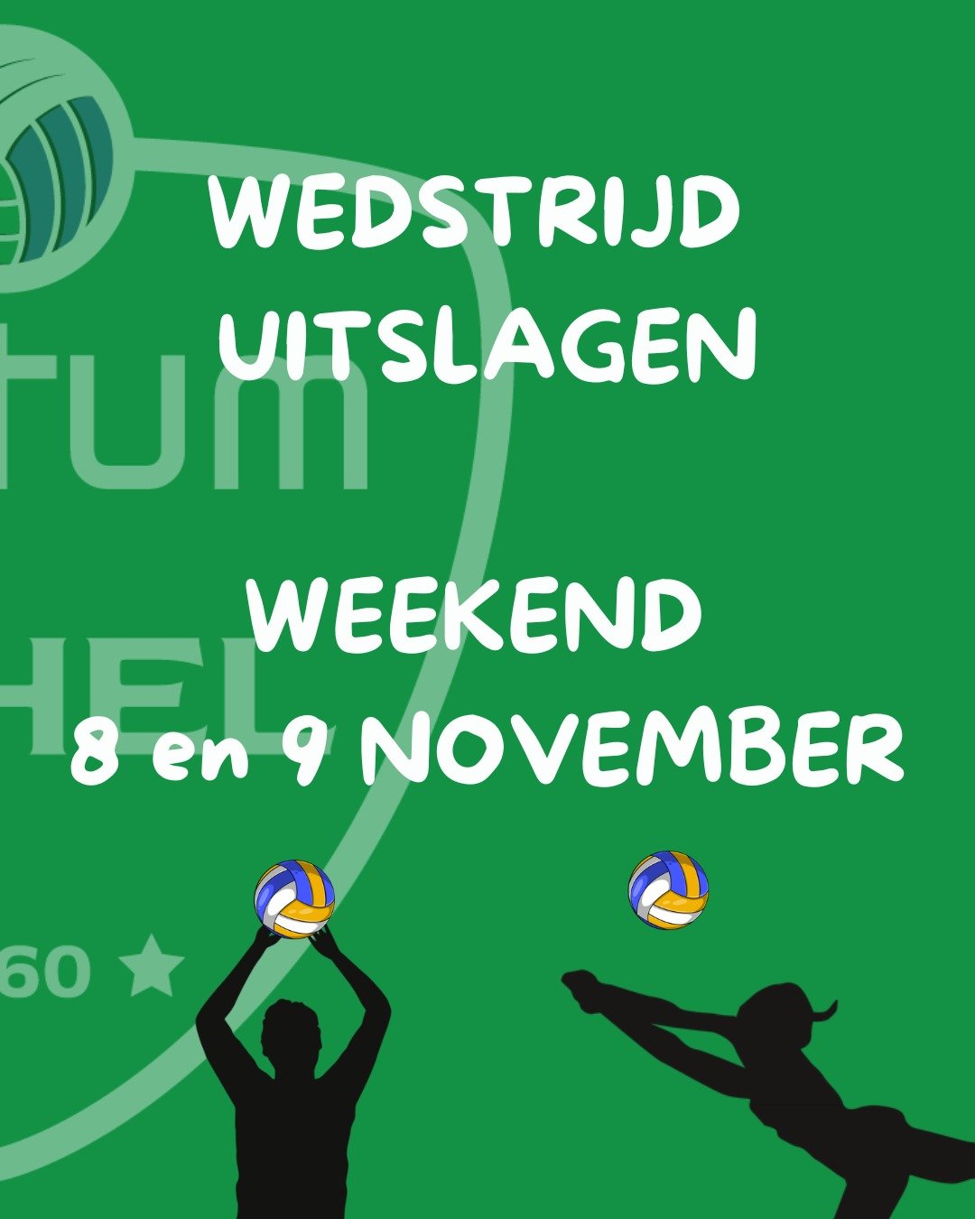 Wedstrijd uitslagen 8 &amp; 9 november 

Ook dit weekend hebben onze ploegen het beste van zichzelf gegeven. Doe zo voort! 💚