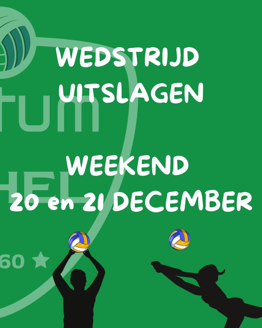 Uitslagen weekend 20 &amp; 21 december 

De laatste matchen van 2025 zijn gespeeld. Hier een overzicht van de resultaten.💚