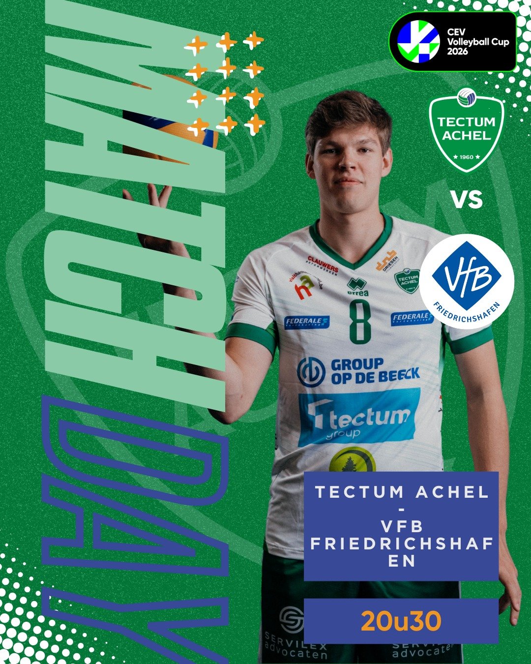 🤍 MATCHDAY 🤍
D-Day 🤗 Tonight, we play against @vfb_volleyball 💪 

📅 27 Januari 2026 | 20u30
📍 Steengoed Arena | Sportlaan 10 | 3680 Maaseik