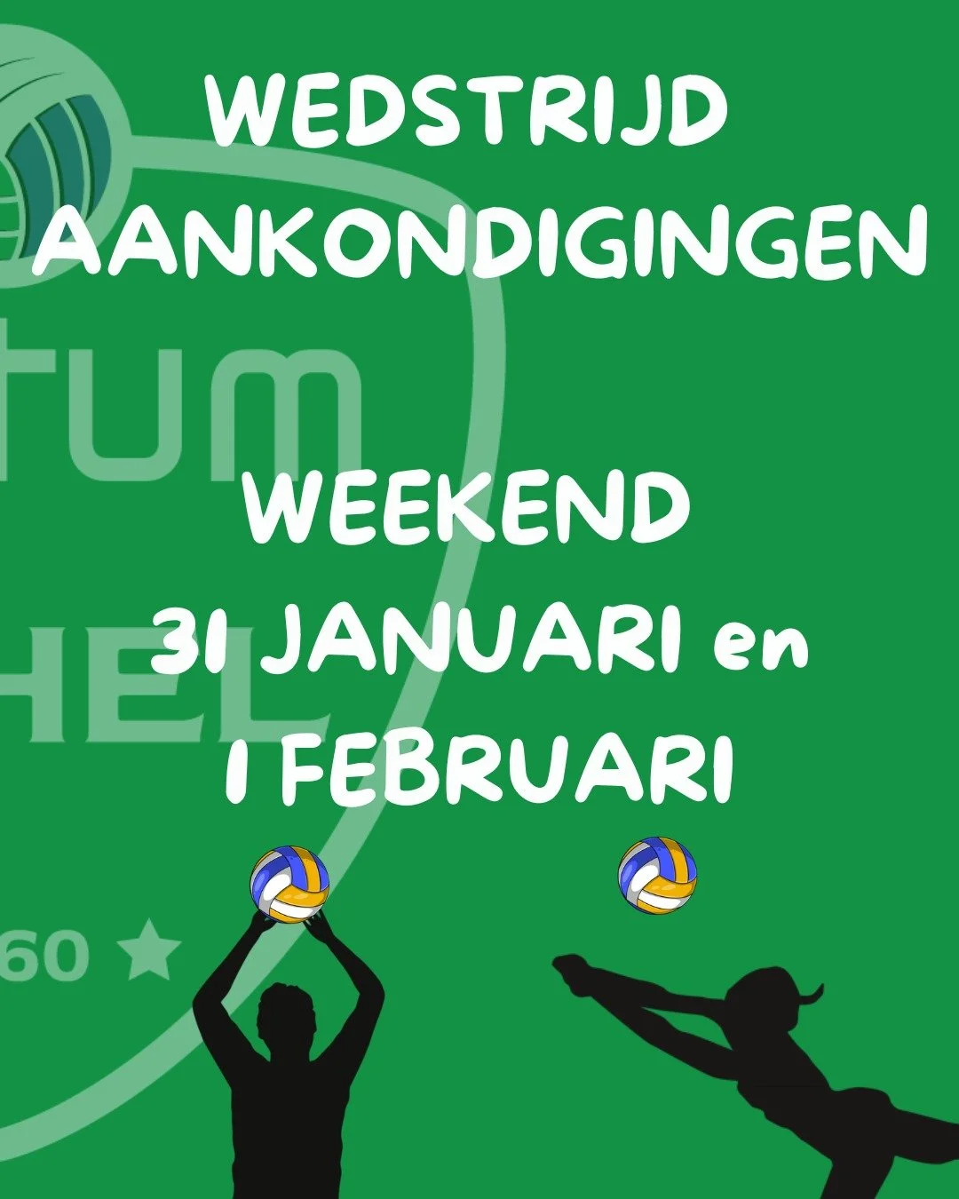 Weekend 31 januari &amp; 1 februari

Succes aan alle ploegen! 💚