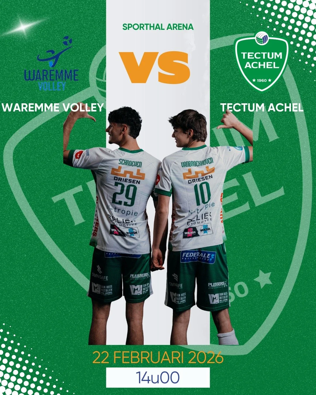 💚 AWAYGAME 💚
We beginnen aan de Challenge Play-offs in Waremme!

📅 22 februari 2026 | 14u00
📍 P&ocirc;le Ballons | Chauss&eacute;e Romaine 67 | 4300 Waremme
💻 https://watch.lottovolleyleague.be/Men