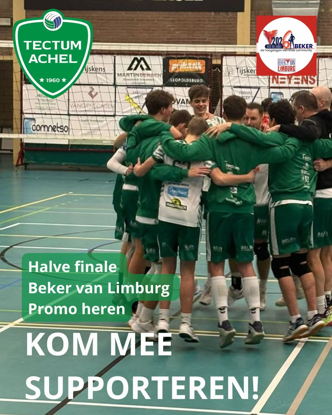 ⚠️OPROEP⚠️

Onze Heren B staan in de halve finale van de Beker van Limburg! 🏆
Kom mee supporteren en help de heren naar de finale! 💪 &Eacute;&eacute;n grote club! 💚🤍 

Deze zaterdag 28/2 om 16u in de Koekoek, Achel. Zien we jou daar?