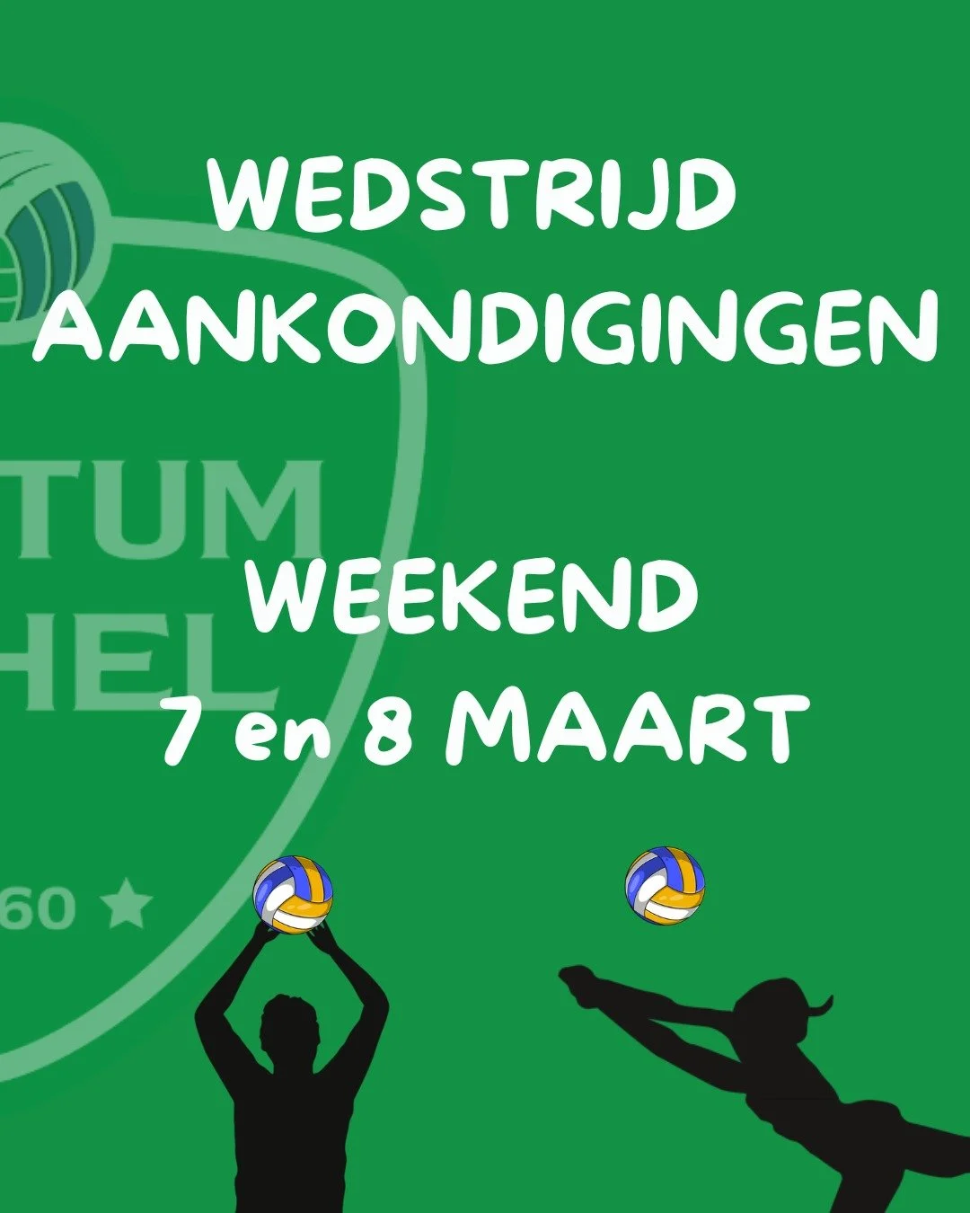 Weekend 7 &amp; 8 maart 

Veel succes aan al onze ploegen! 💪🏐