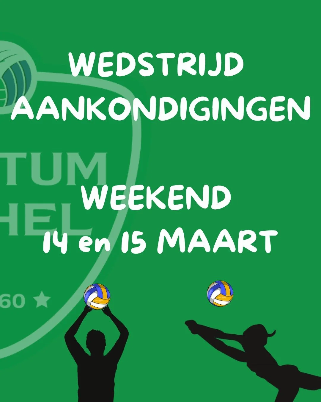 Weekend 14 &amp; 15 maart

Vind hier de wedstrijden van aankomend weekend. 💚