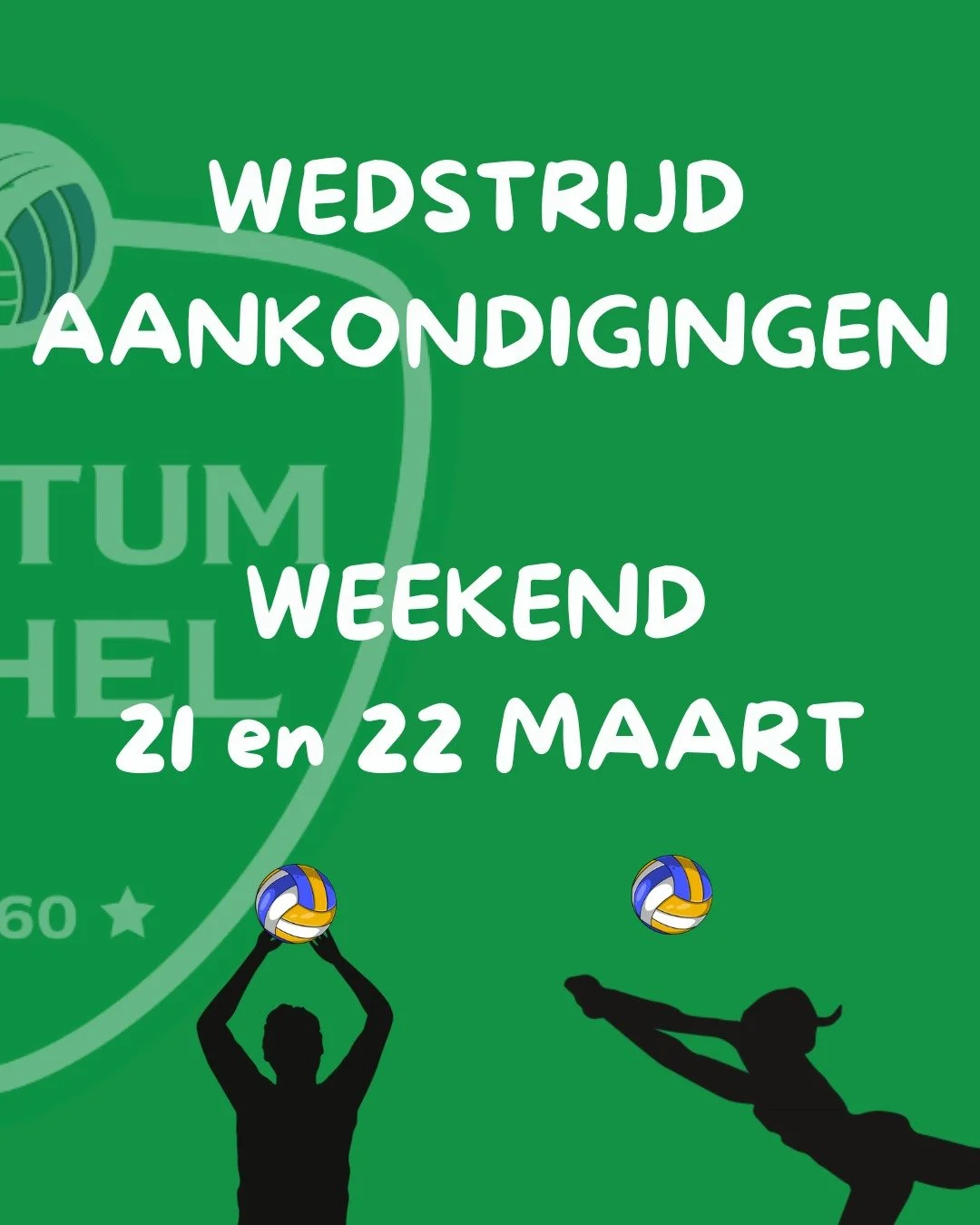 Weekend 21 &amp; 22 maart 

Veel succes aan al onze teams! 💚