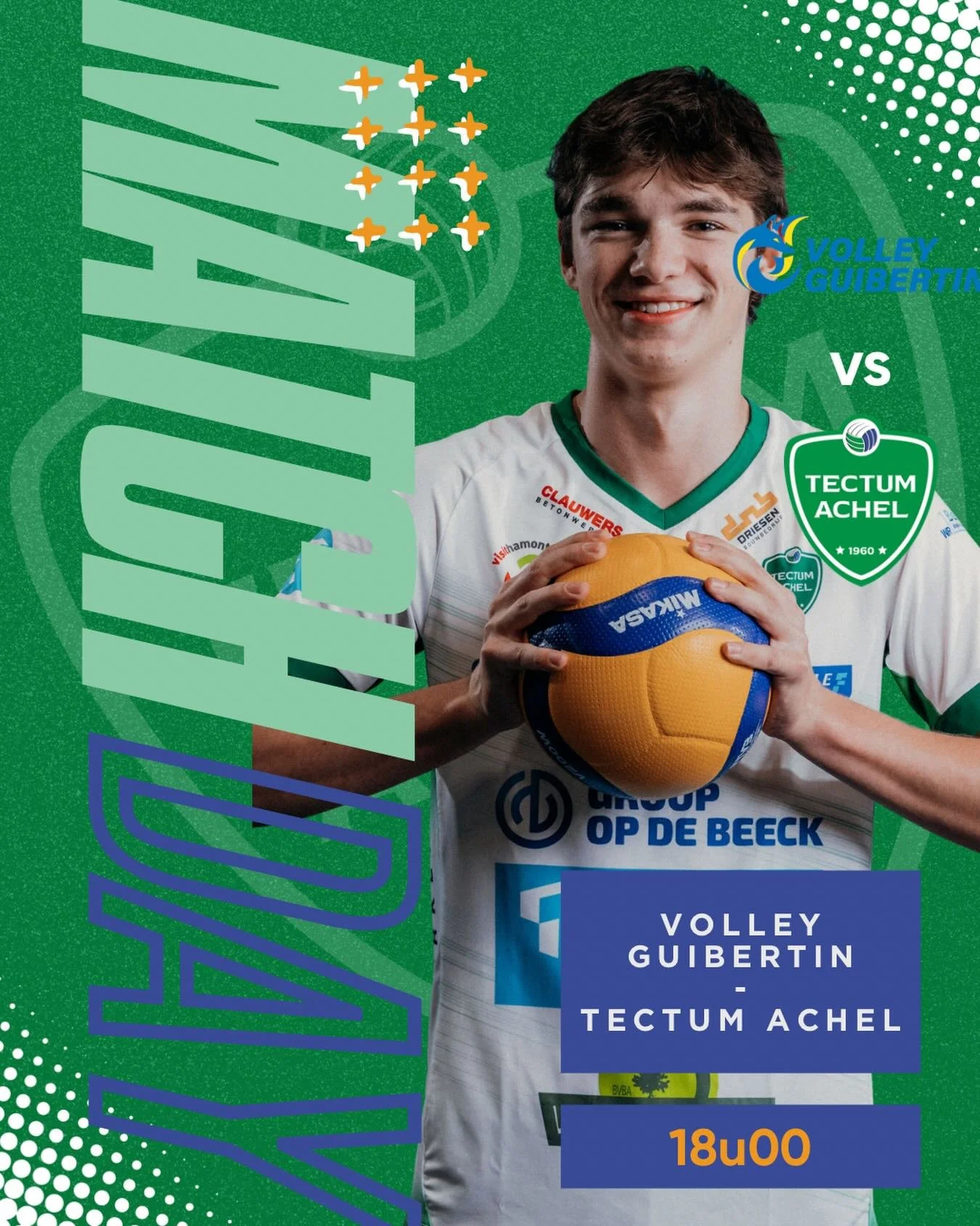 MATCHDAY 🤍
Springen we straks terug over Gent in de rangschikking? Draag je steentje bij vanavond!

📅 29 maart 2026 | 18u00
📍 Centre Sportif J. Moisse | Rue de Hayeffes 27A | 1435 Mont-Saint-Guibert
💻https://watch.lottovolleyleague.be/Men