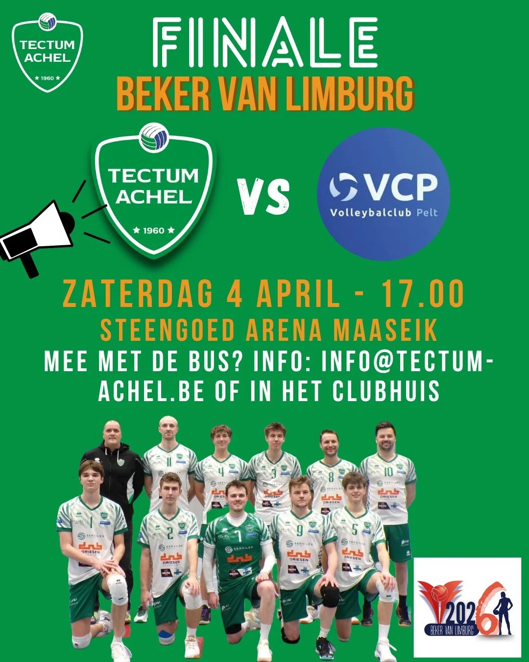 Zaterdag is het zover! 💚🤍
Onze heren B spelen de finale van de Beker van Limburg tegen VC Pelt! 🏐 Het belooft een echte Noord-Limburgse derby te worden 💥

De finaleplaats is al een prachtige beloning voor hun harde werk maar&hellip; de beker mee 