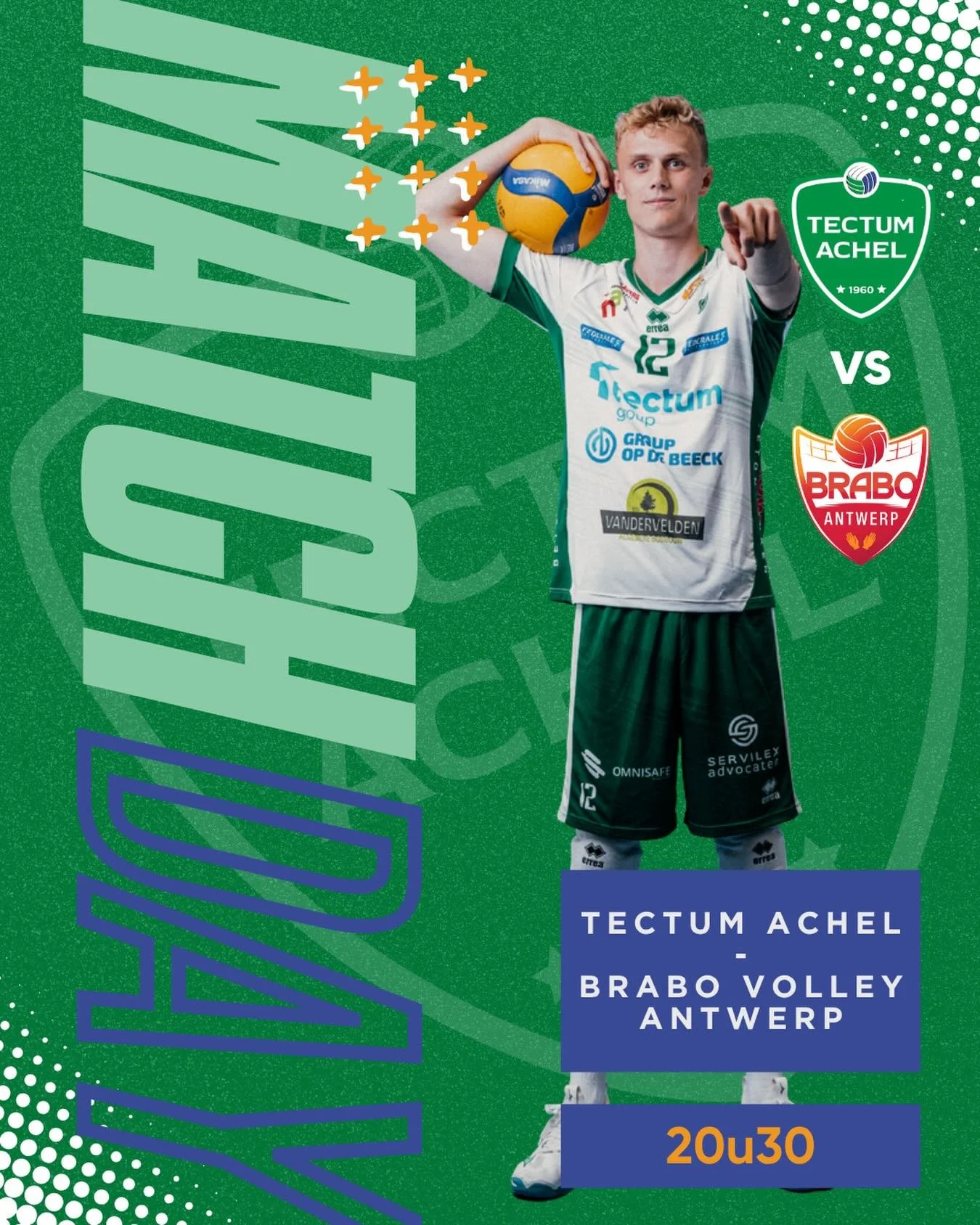 🤍 MATCHDAY 🤍
Tijd voor revanche na de vijfsetter enkele weken terug!

📅 3 april 2026 | 20u30
📍 Sporthal De Koekoek | Grevenbroekstraat 11 | 3930 Hamont-Achel
💻https://watch.lottovolleyleague.be/Men