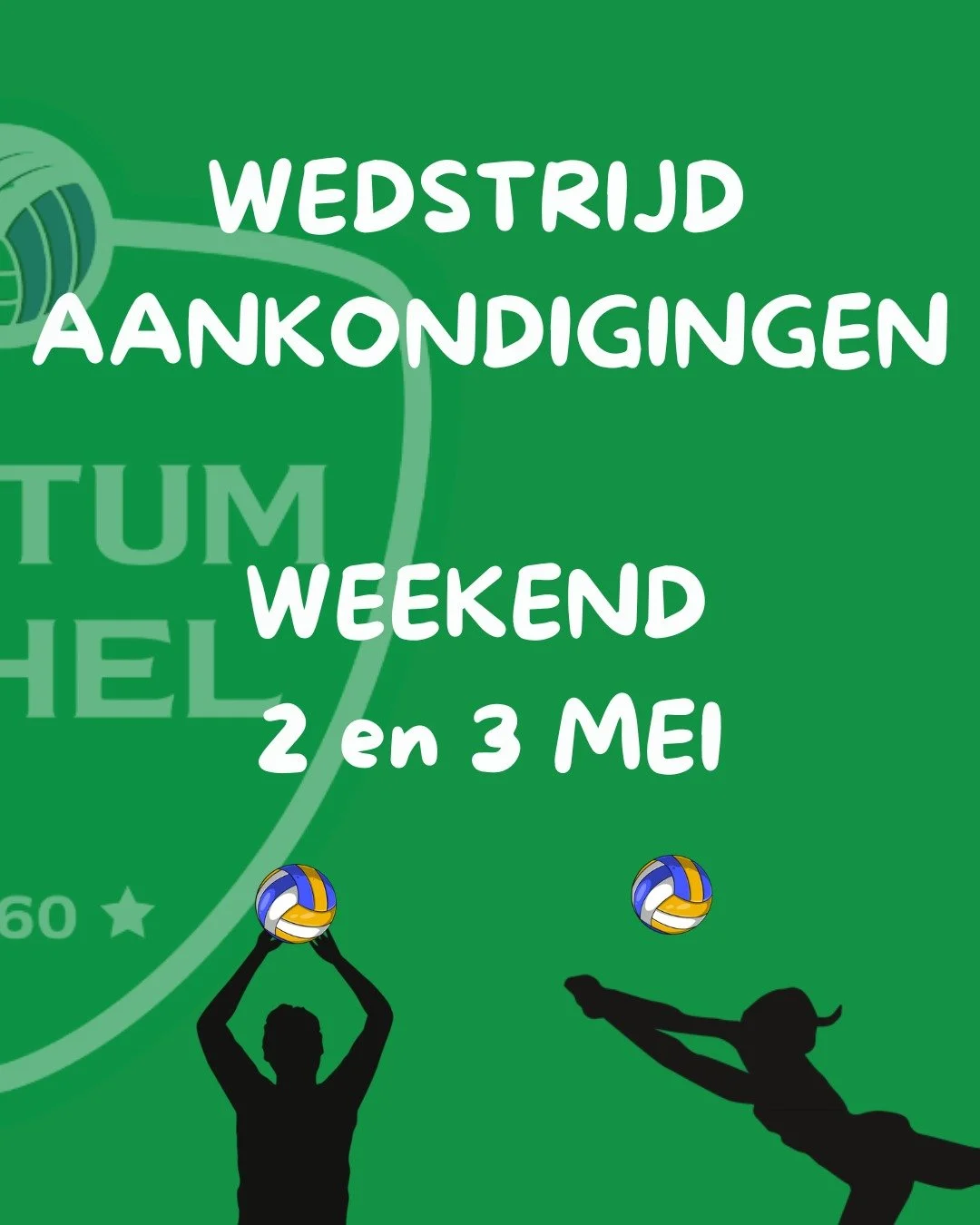 Weekend 2 &amp; 3 mei

Het laatste competitieweekend van dit seizoen is aangebroken. Onze U17 jongens spelen vandaag hun laatste match. Veel succes! 💪

Eerder pakten de U11 Meisjes 3-3 al de titel. Dit weekend spelen zij de finale voor de kampioenst