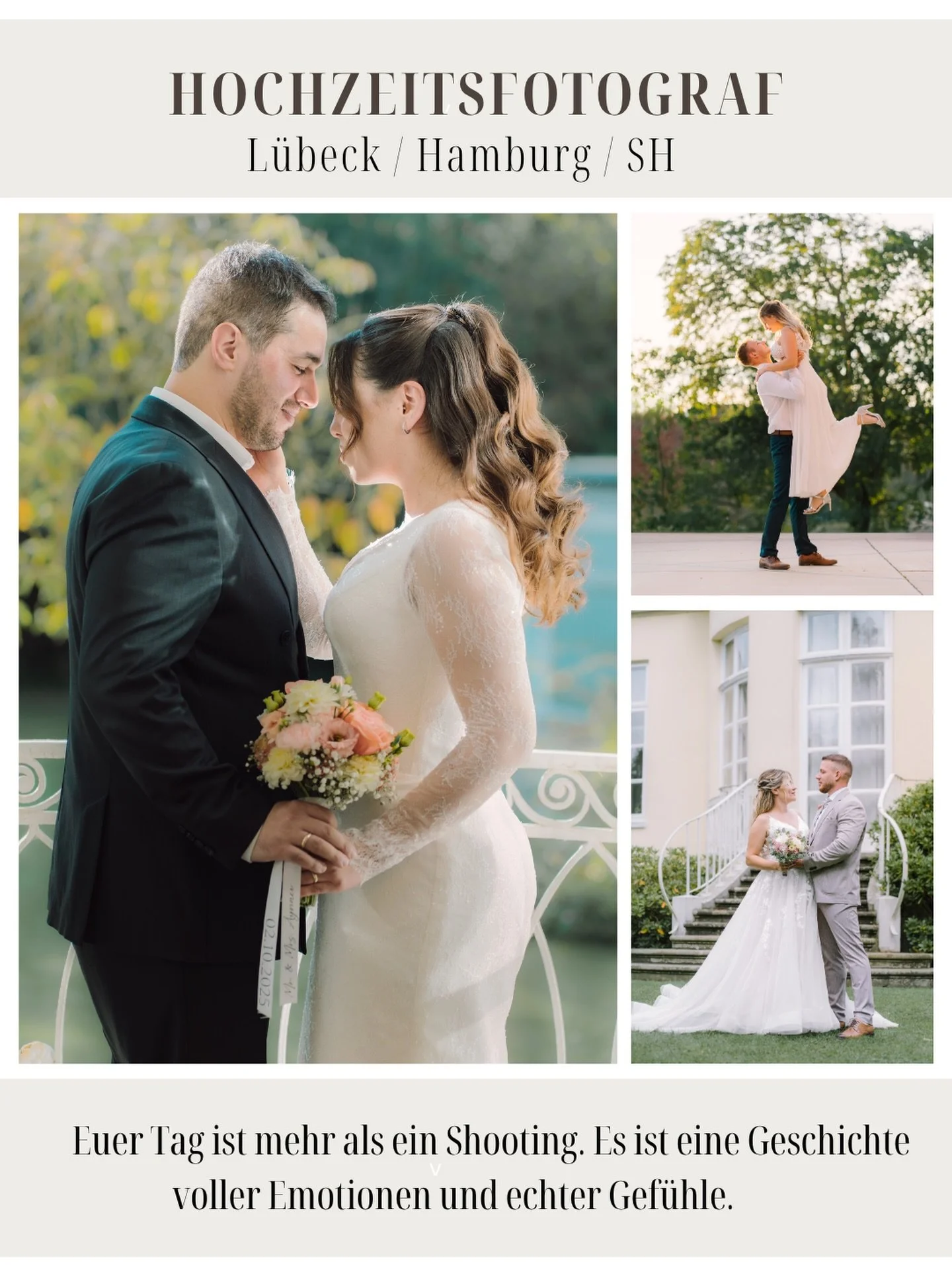 Euer Hochzeitstag ist mehr als nur ein paar sch&ouml;ne Bilder. Es sind die kleinen Momente die Blicke zwischendurch das Lachen das niemand geplant hat.
Genau das halte ich f&uuml;r euch fest echt nat&uuml;rlich und voller Gef&uuml;hl.

Als #hochzeit